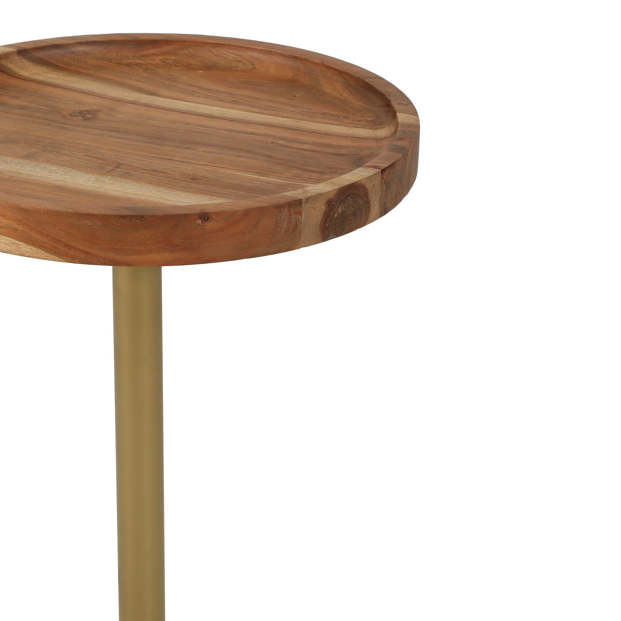 Uncomplicated Side Table Set of 2 with Wooden Top Gold
