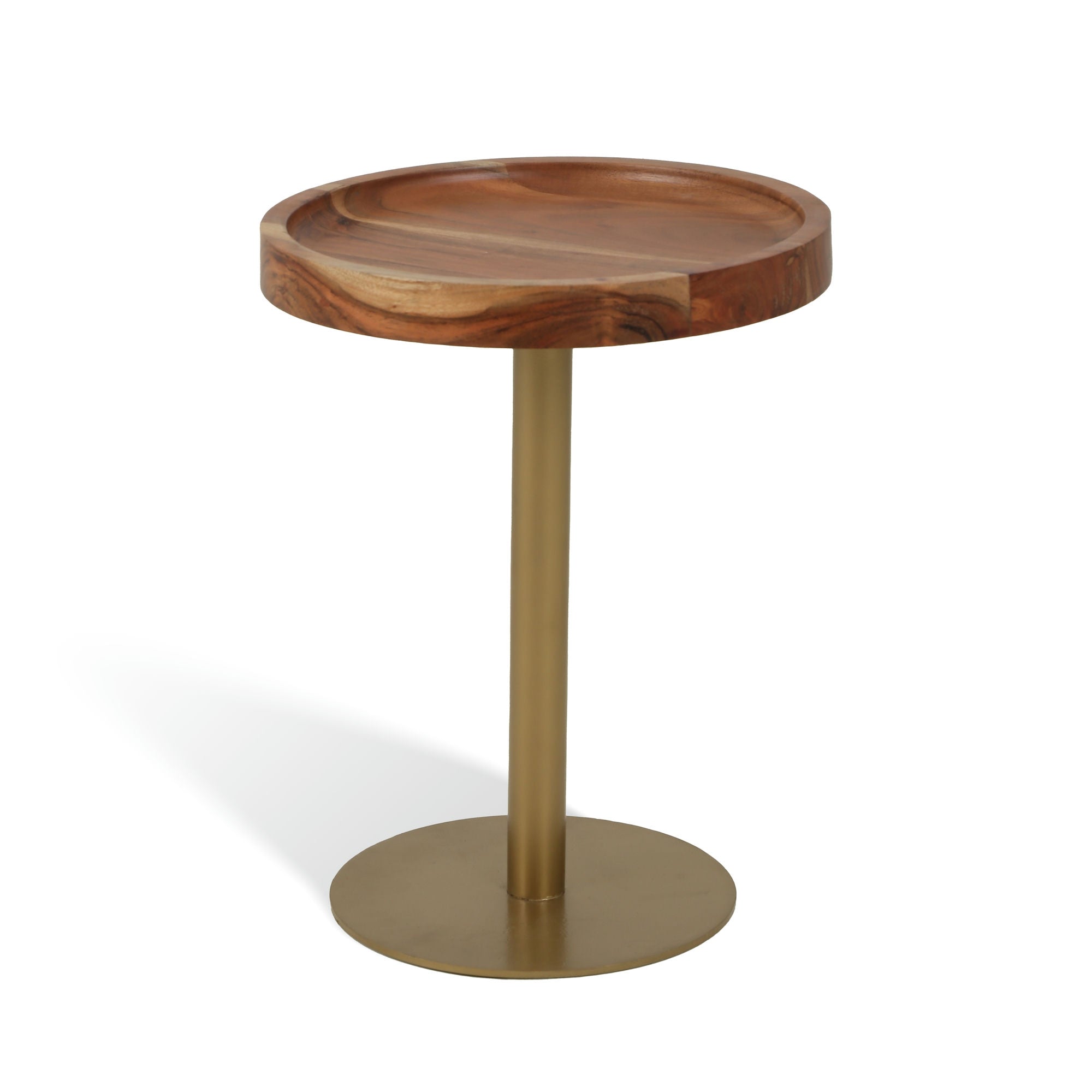 Uncomplicated Side Table Set of 2 with Wooden Top Gold