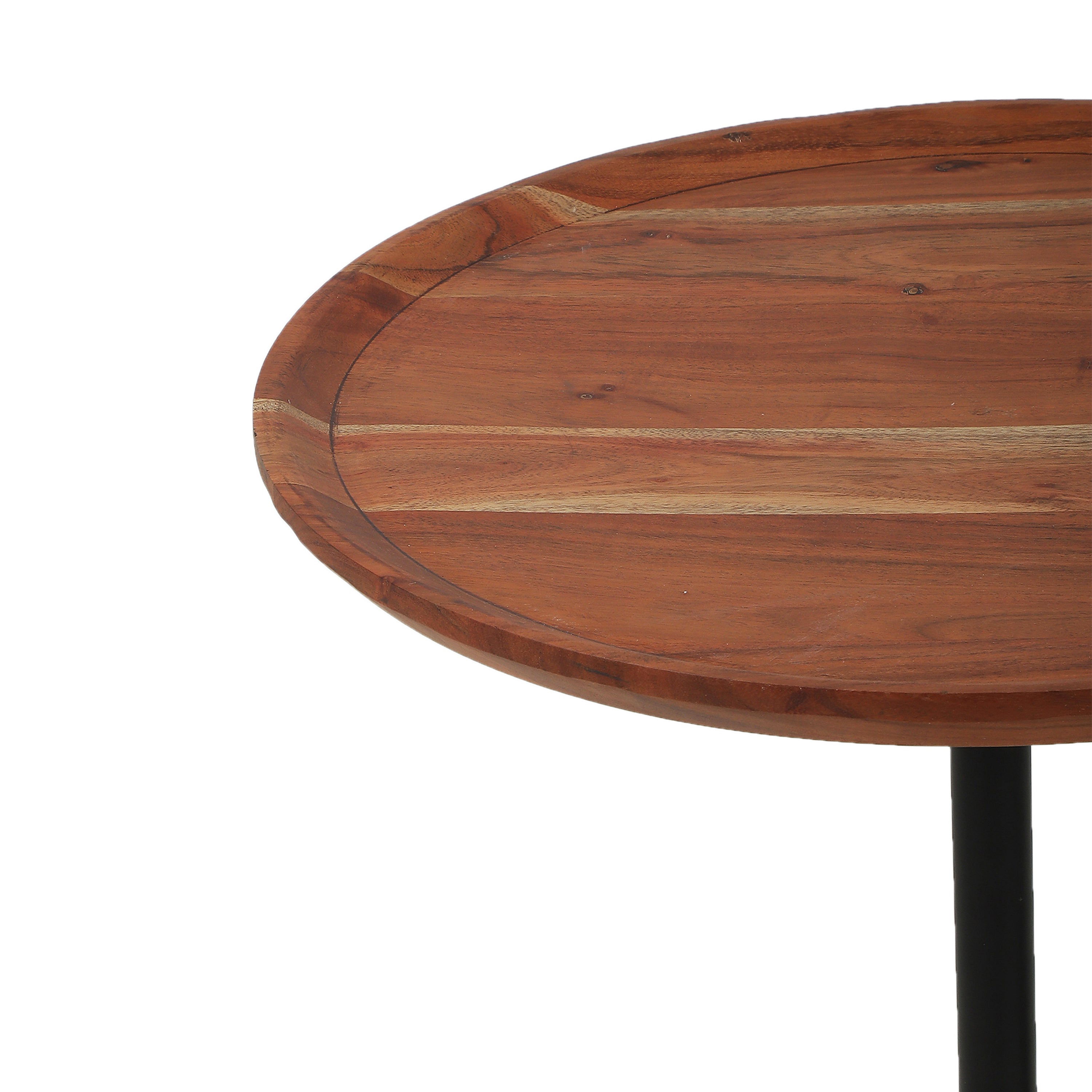 Modern Square Base Side Table with Wooden Top Black