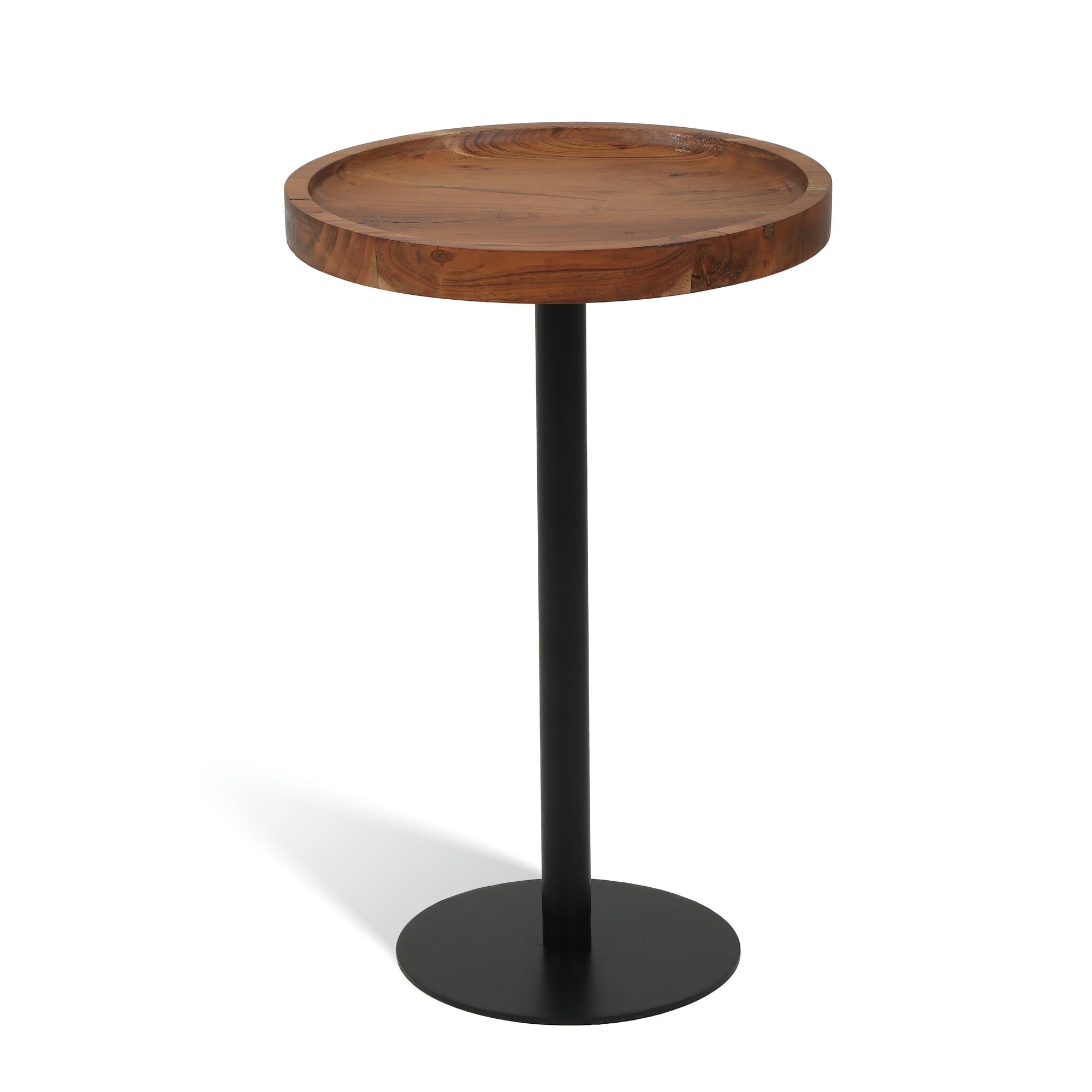 Uncomplicated Side Table Set of 2 with Wooden Top Black