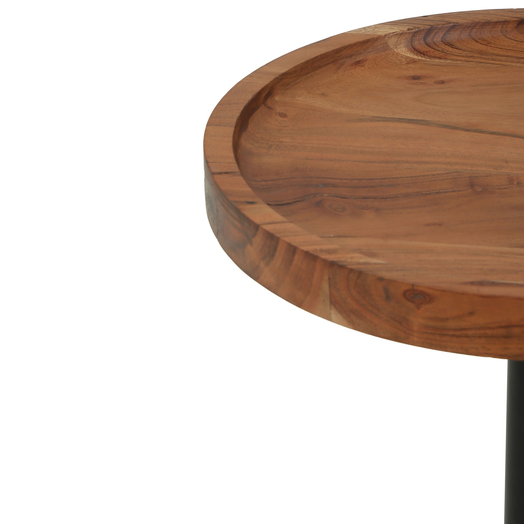 Uncomplicated Side Table Set of 2 with Wooden Top Black