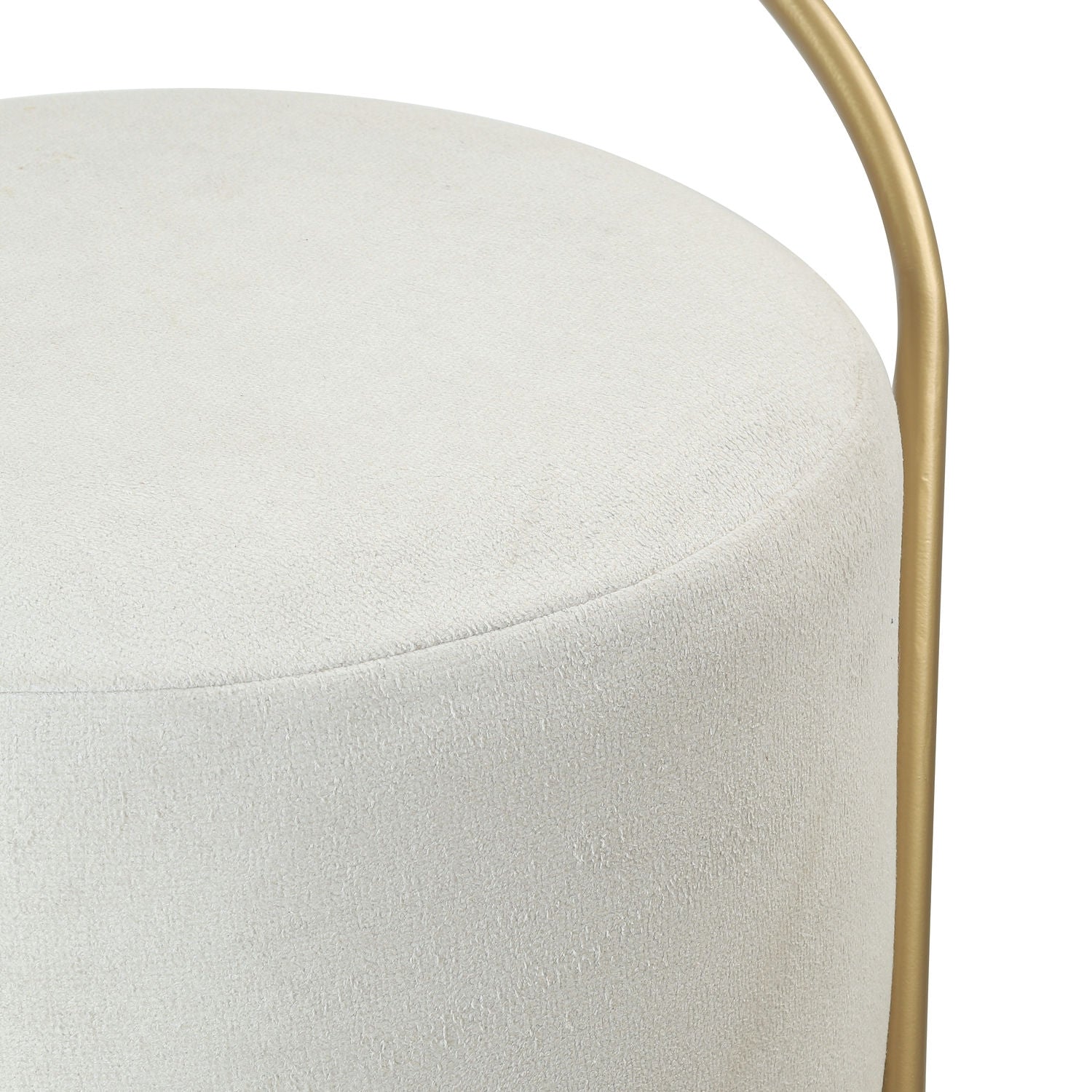 Bennett Pouffe Gold with Off White