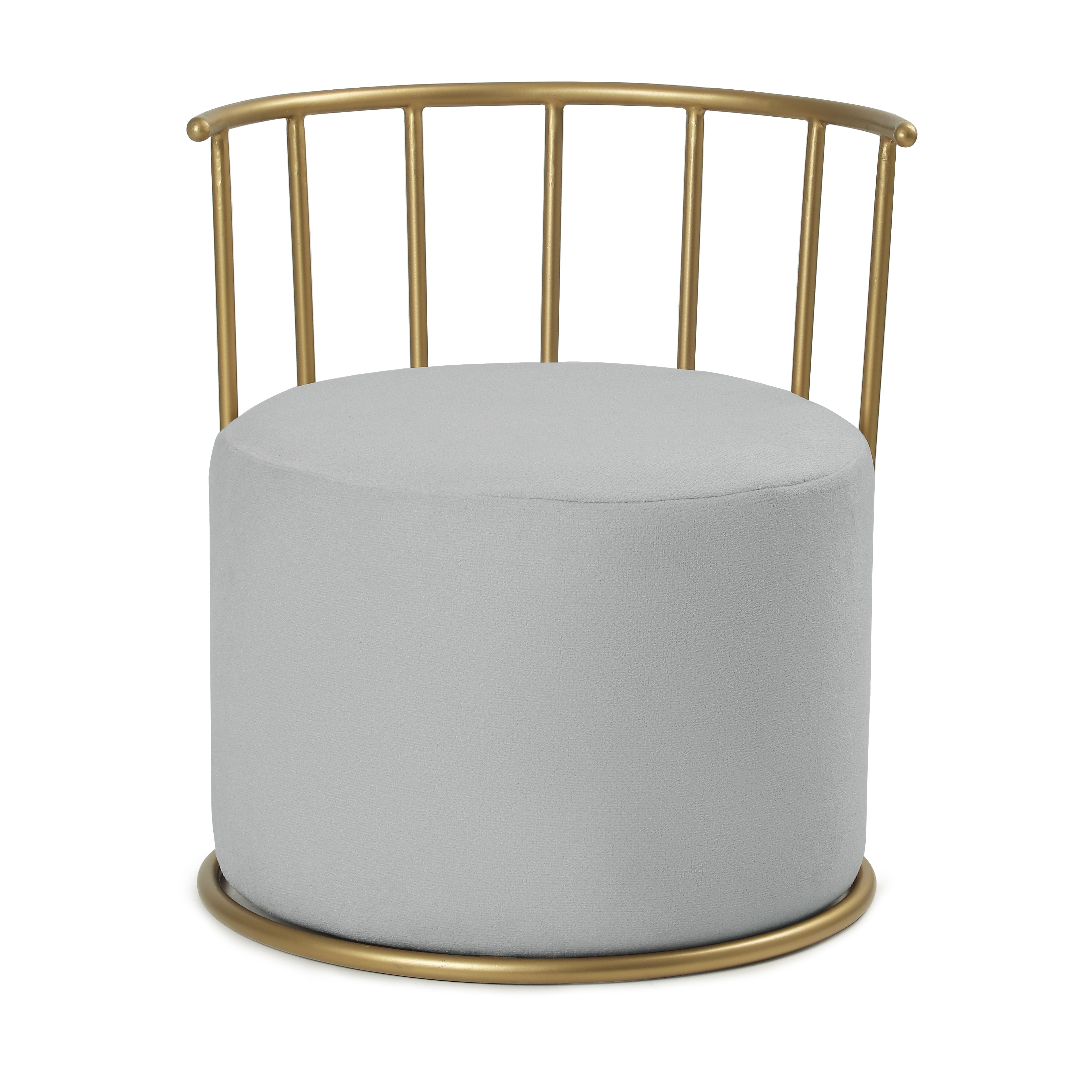 Roman Pouffe Gold with Light Grey