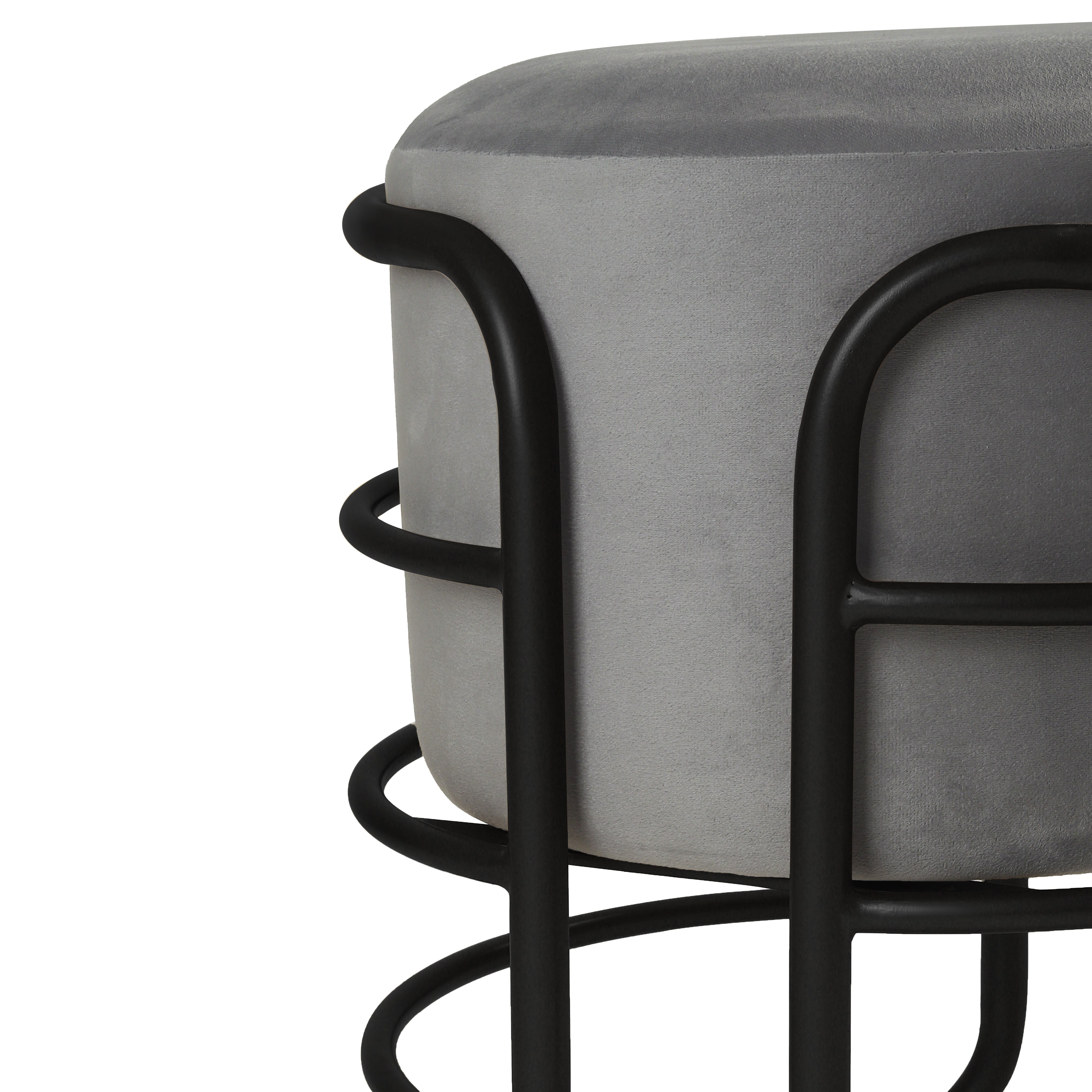 Oliver Pouffe Black with Grey