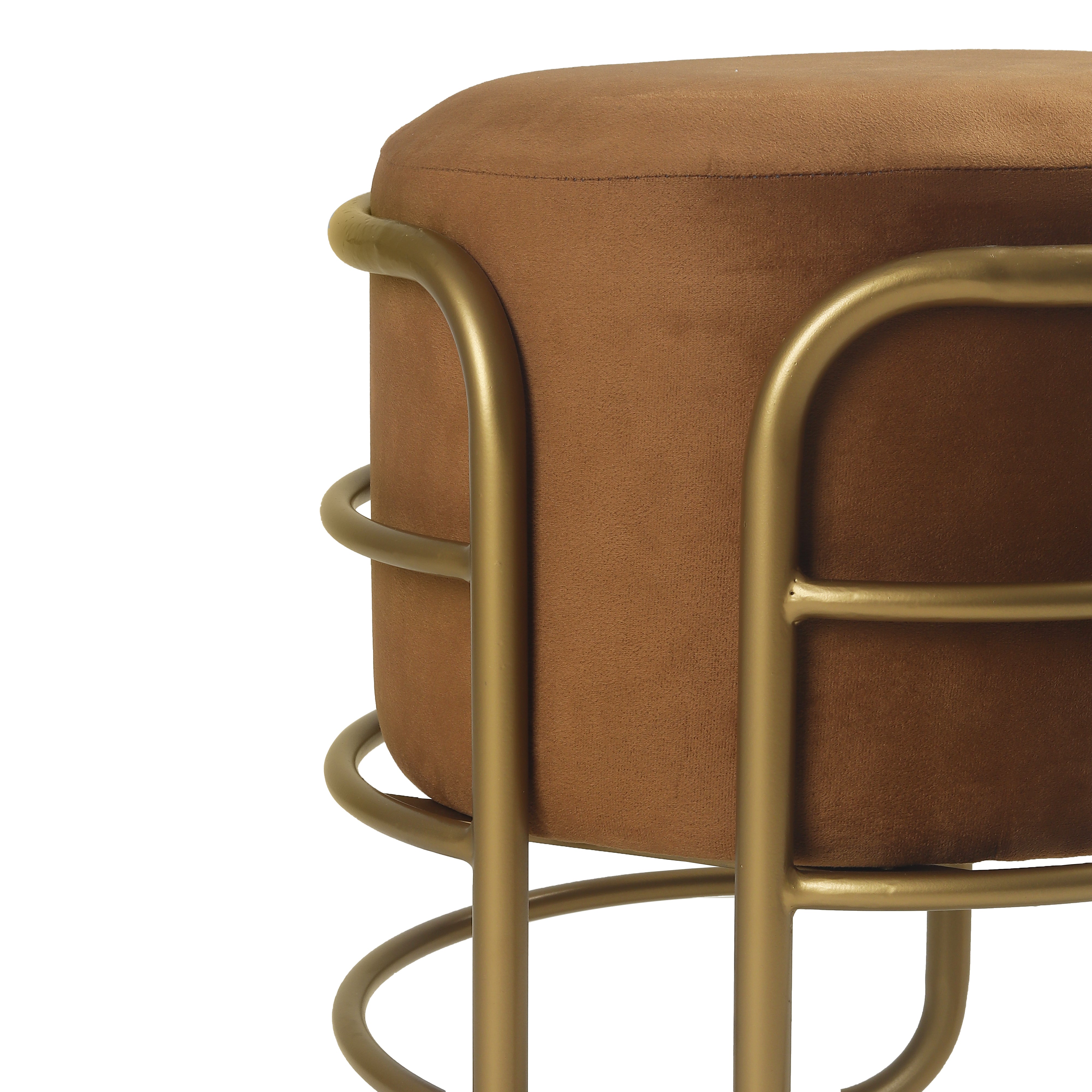 Oliver Pouffe Gold with Brown