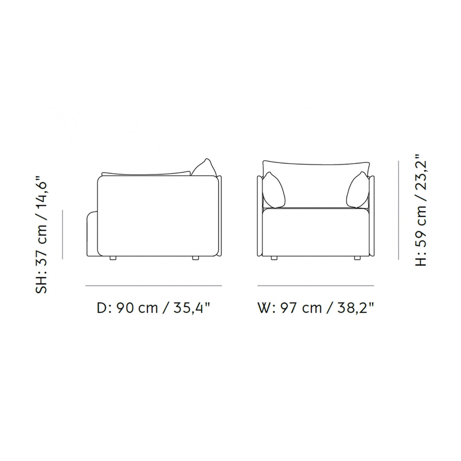 Sicily 1 Seater Sofa in Brown