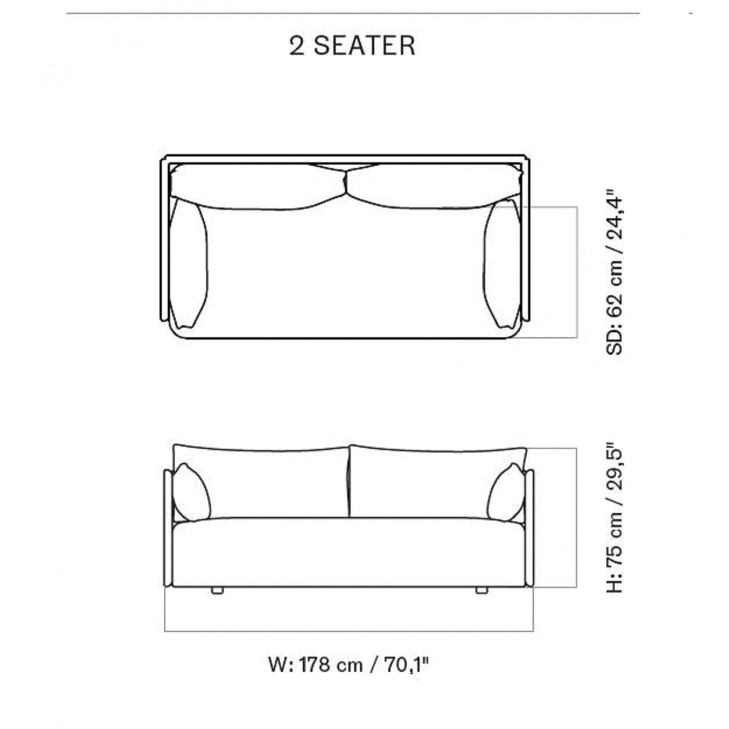 Sardinia 2 Seater Sofa in Maroon