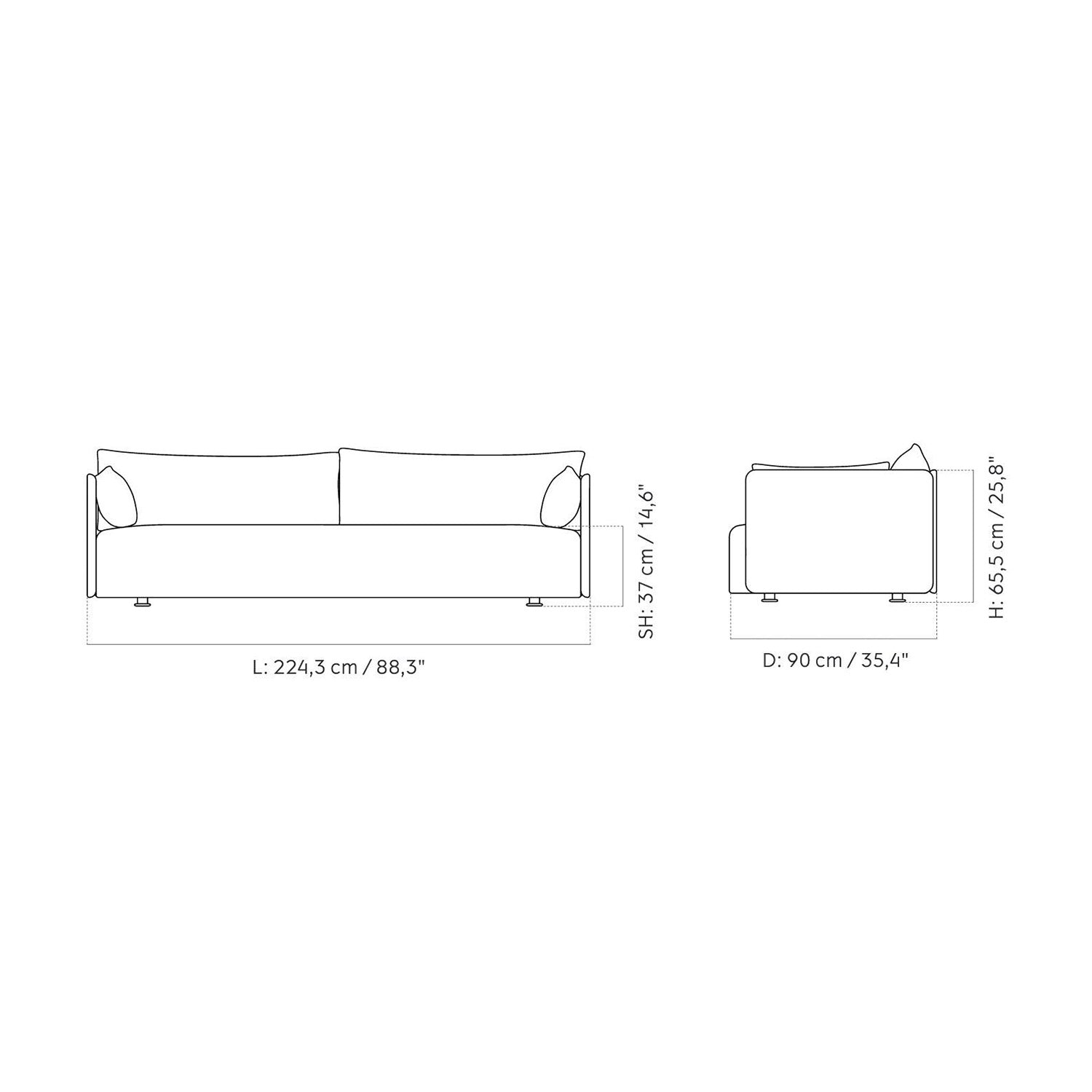 Lombardy 2 Seater Sofa in Off White