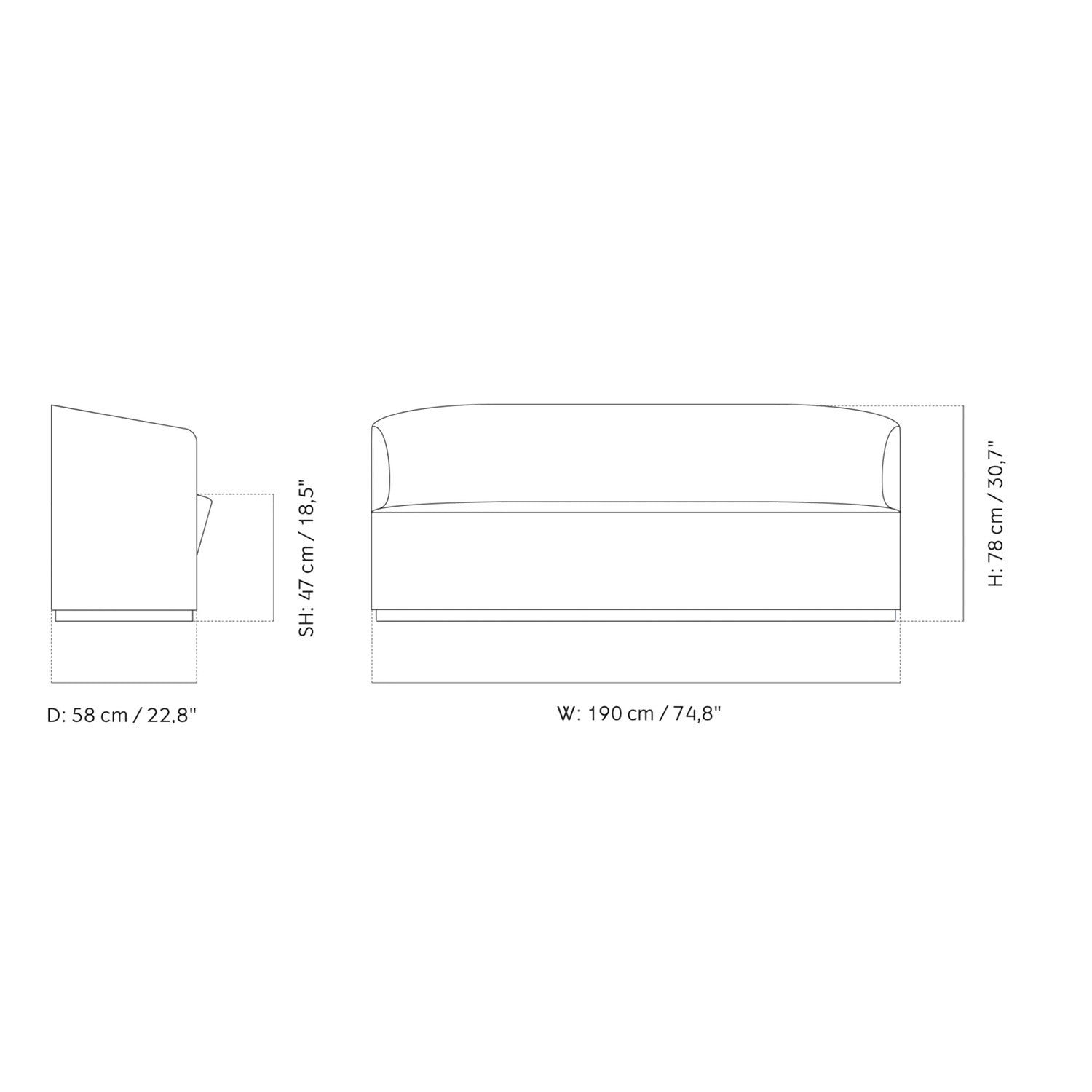 Siena 2 Seater Sofa in Ash White