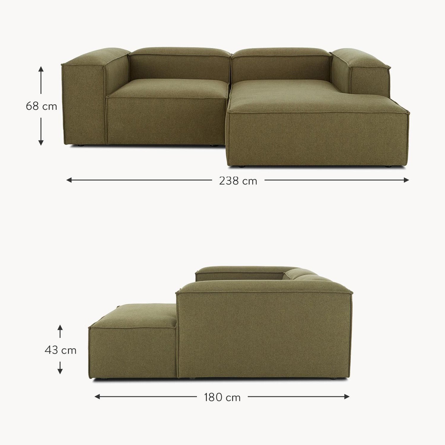 Assisi L-Shape Sofa in Green