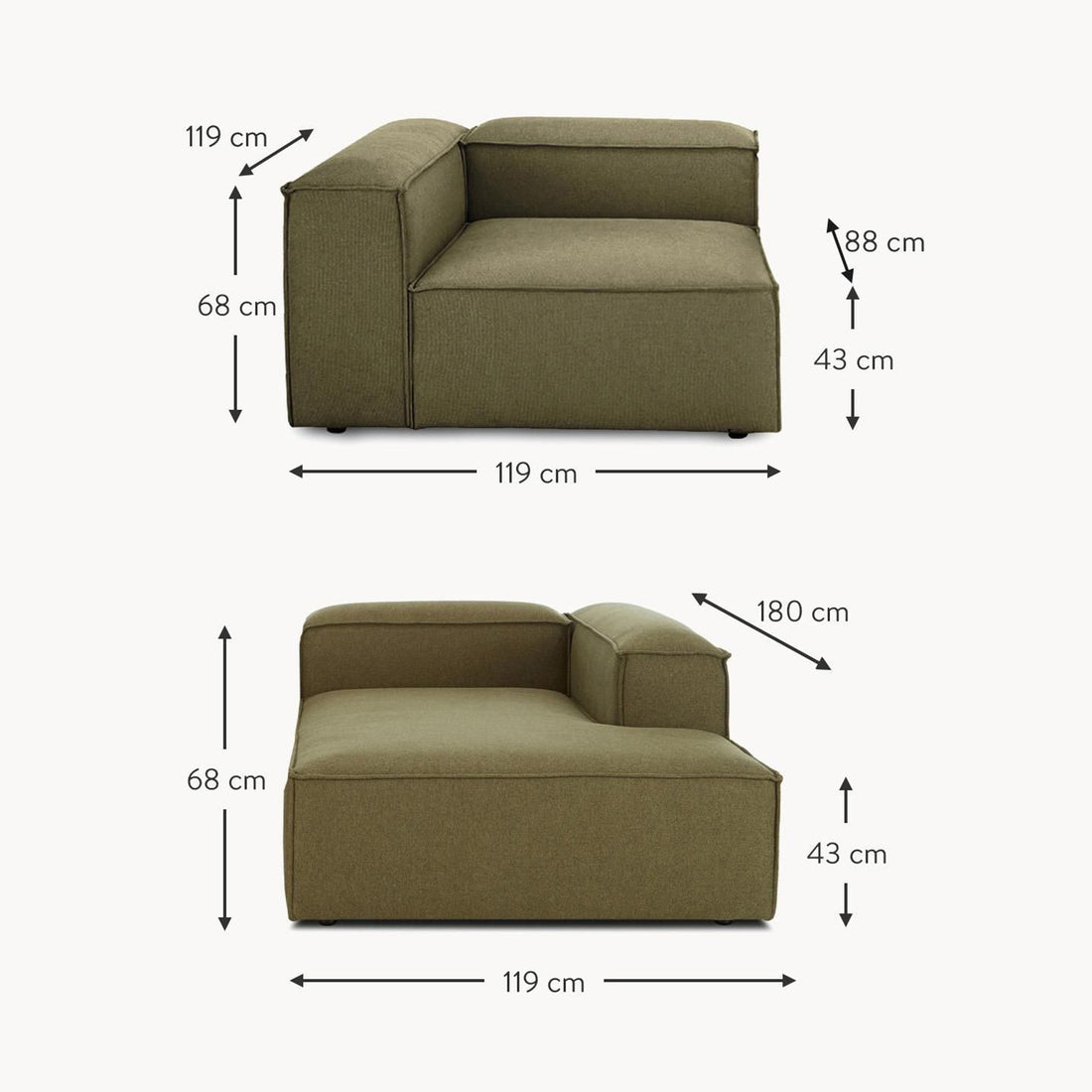 Assisi L-Shape Sofa in Green