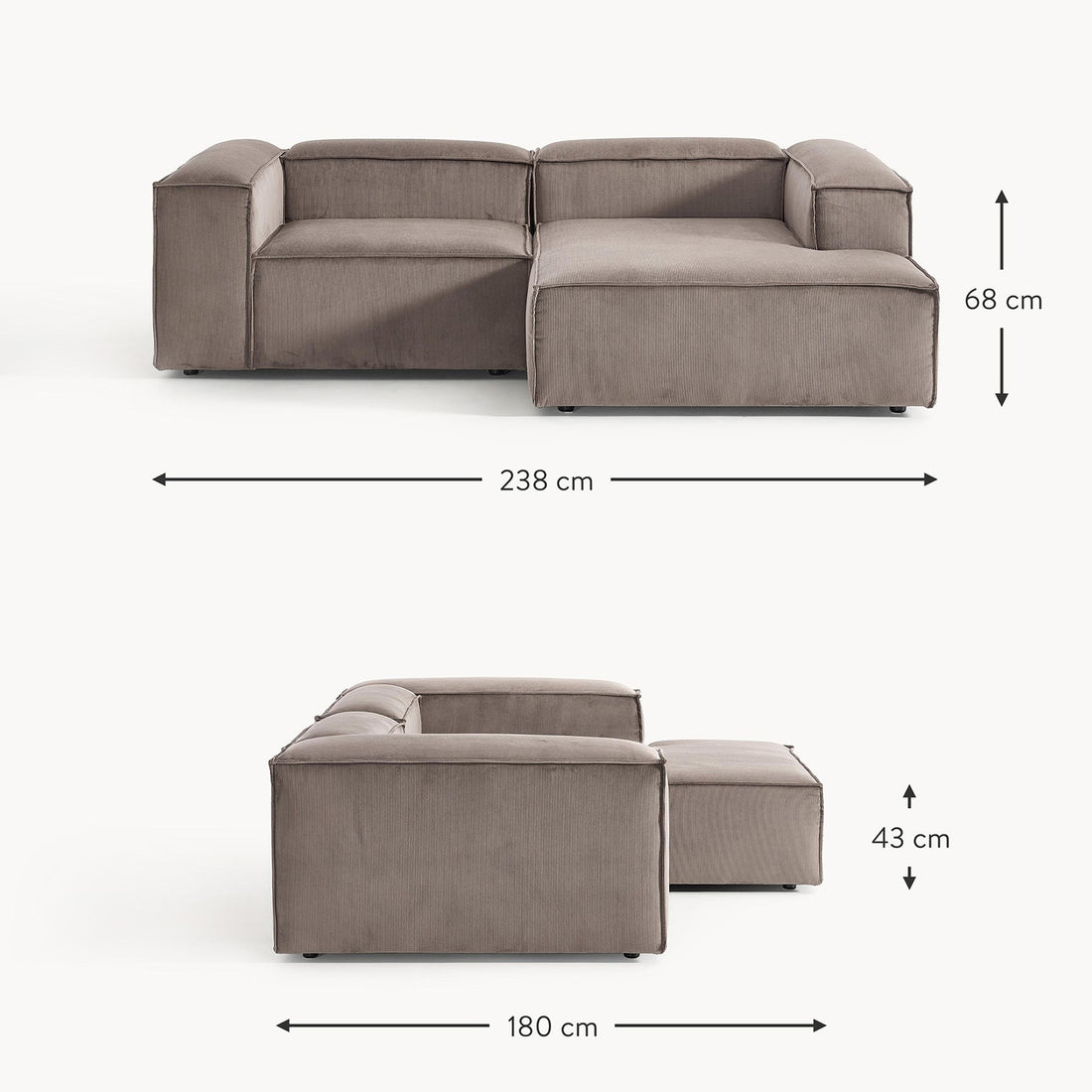 Assisi L-Shape Sofa in Ash Gray