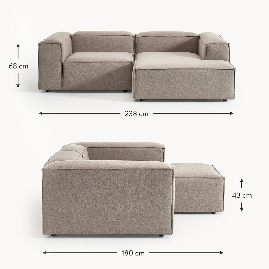 Assisi L-Shape Sofa in Light Gray