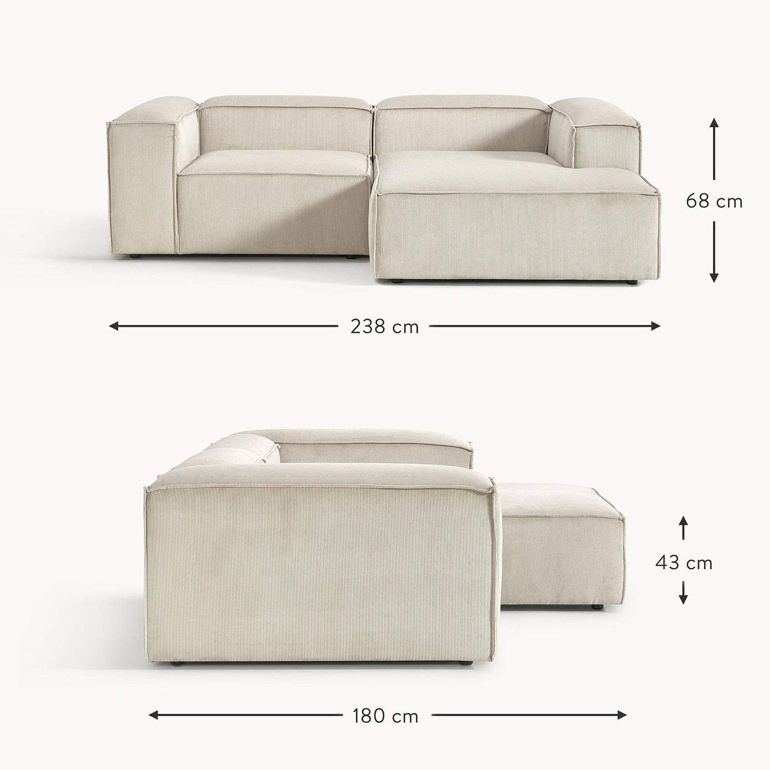 Assisi L-Shape Sofa in Off White
