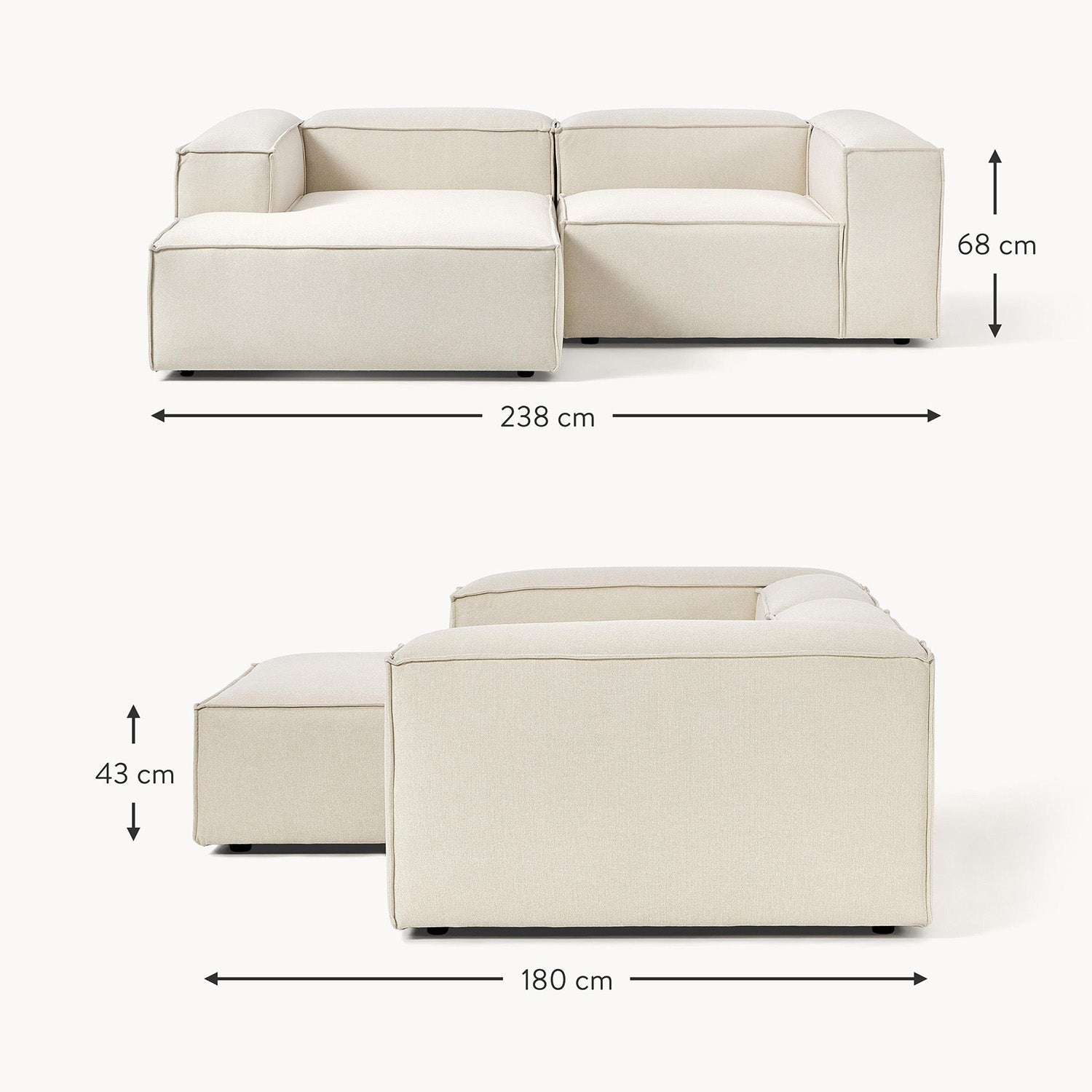 Assisi L-Shape Sofa in White