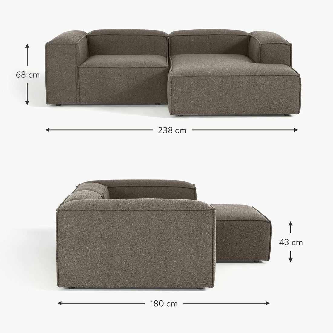 Assisi L-Shape Sofa in Dark Gray