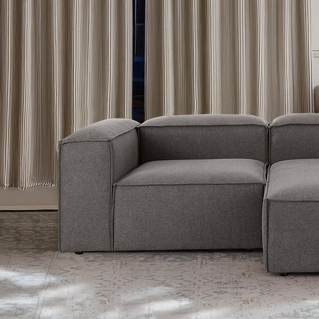 Assisi L-Shape Sofa in Silver Gray