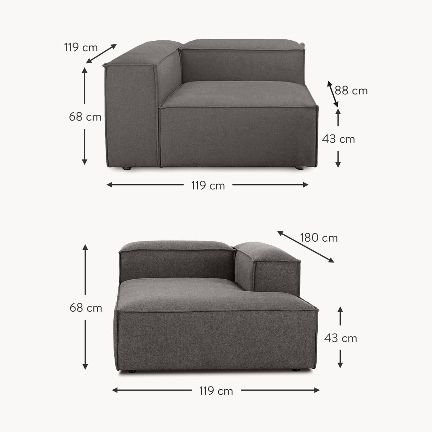 Assisi L-Shape Sofa in Silver Gray