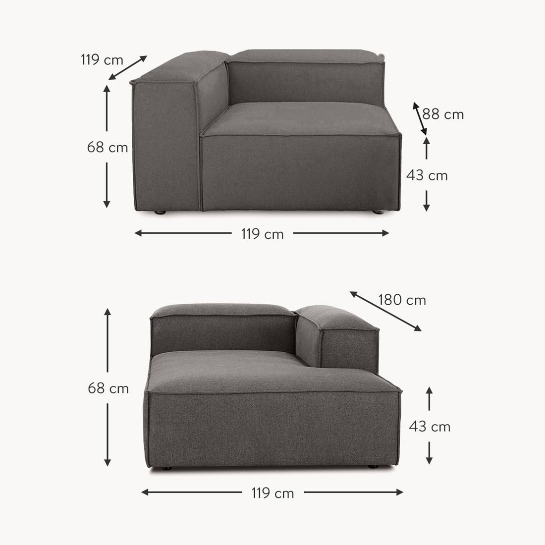 Assisi L-Shape Sofa in Silver Gray