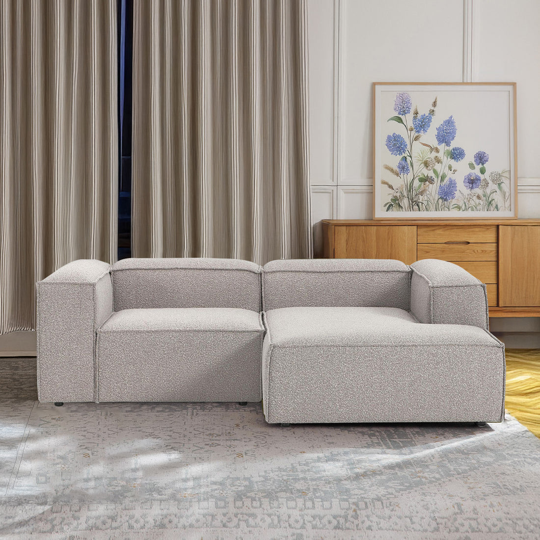 Assisi Casual L Shape Sofa - Gray in Boucle Fabric – BLCK Homes