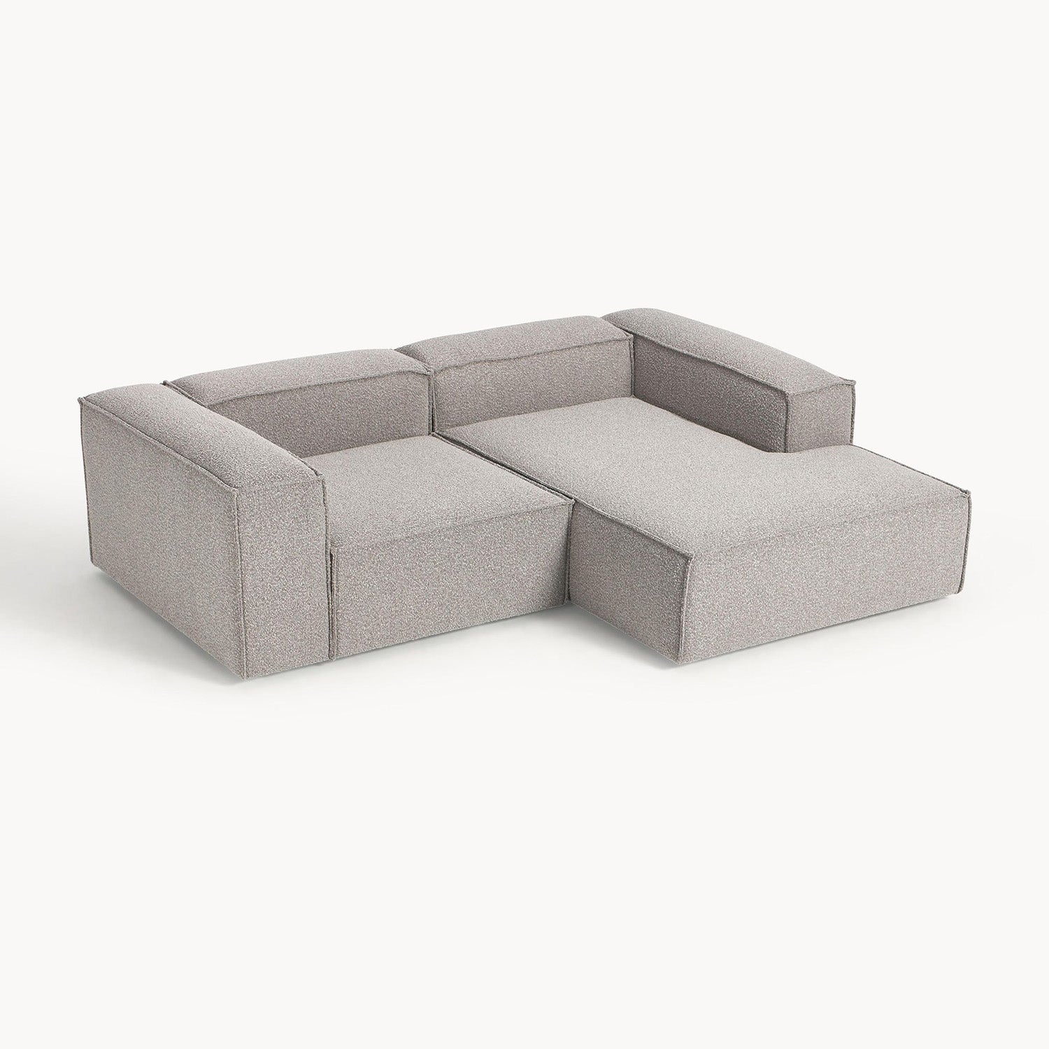 Assisi L-Shape Sofa in Gray Bouclé
