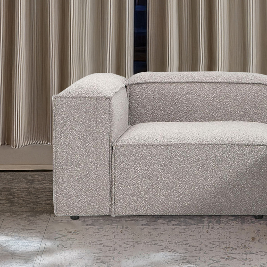 Assisi L-Shape Sofa in Gray Bouclé