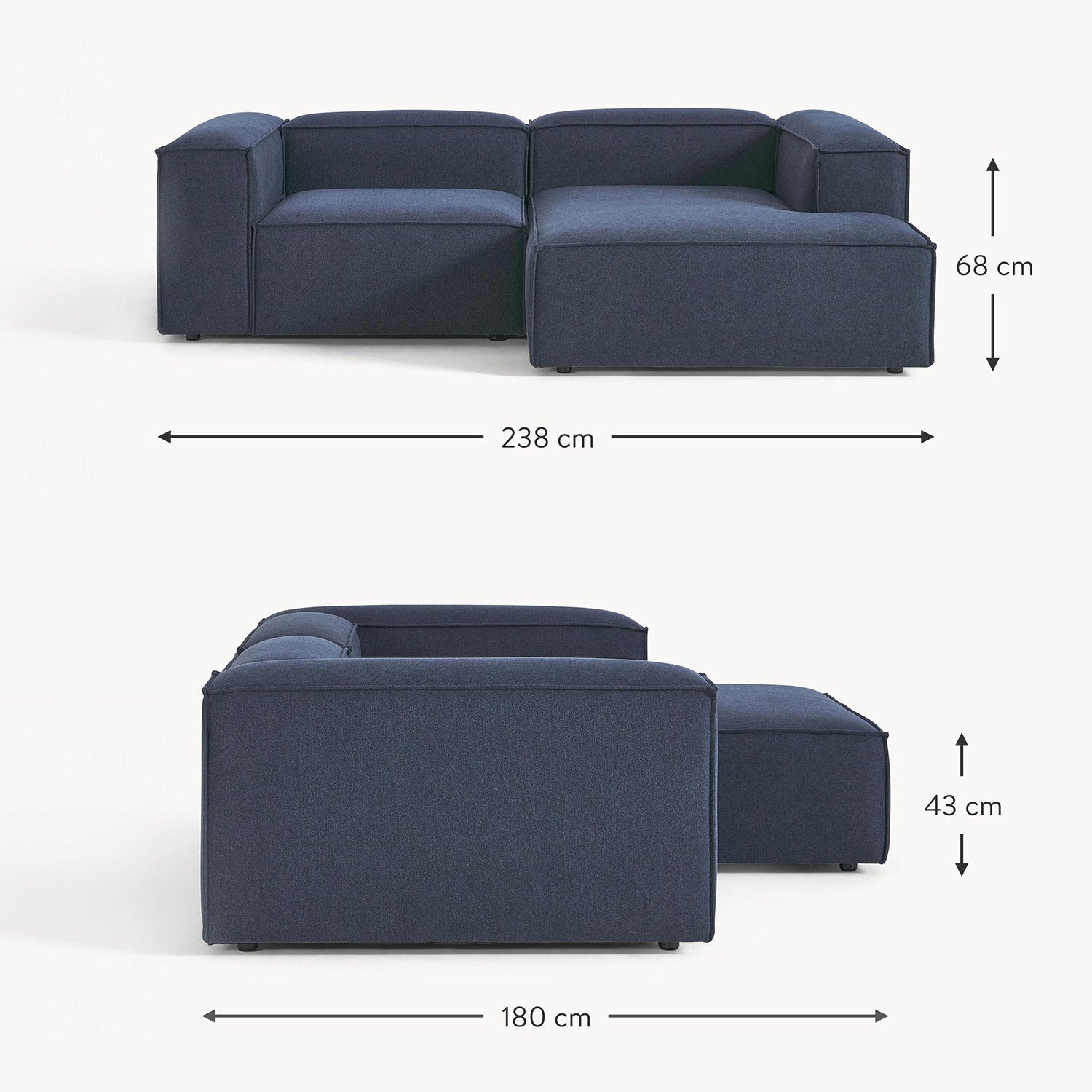 Assisi L-Shape Sofa in Blue
