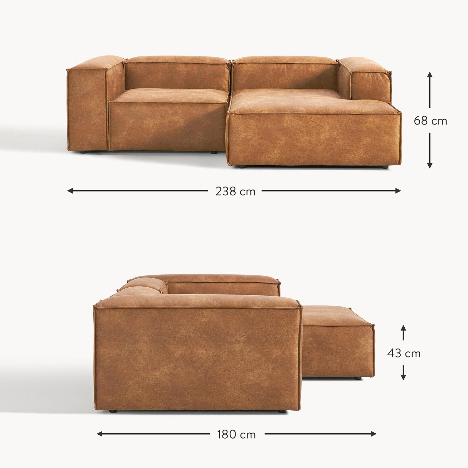 Assisi L-Shape Sofa in Brown