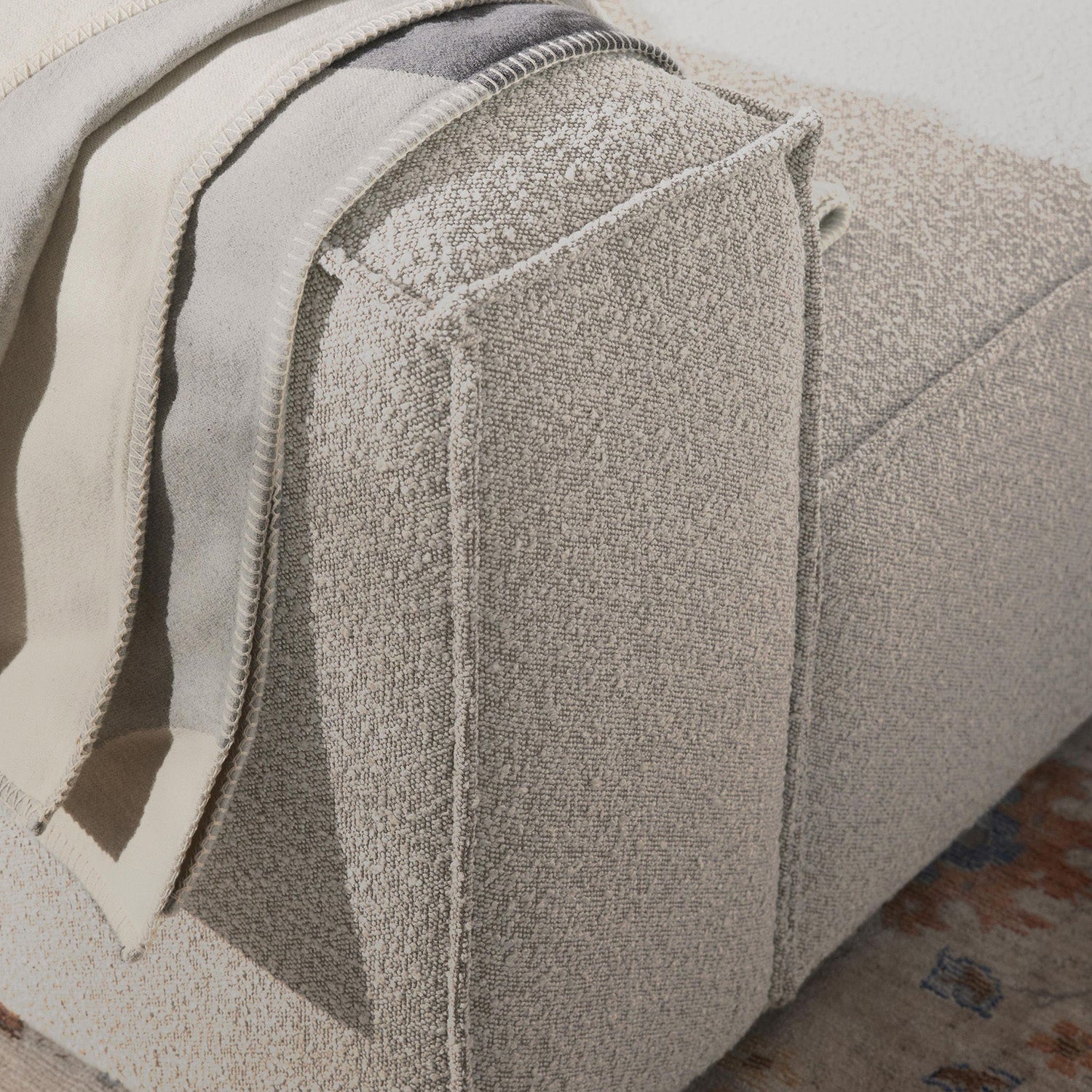 Assisi L-Shape Sofa in White Bouclé