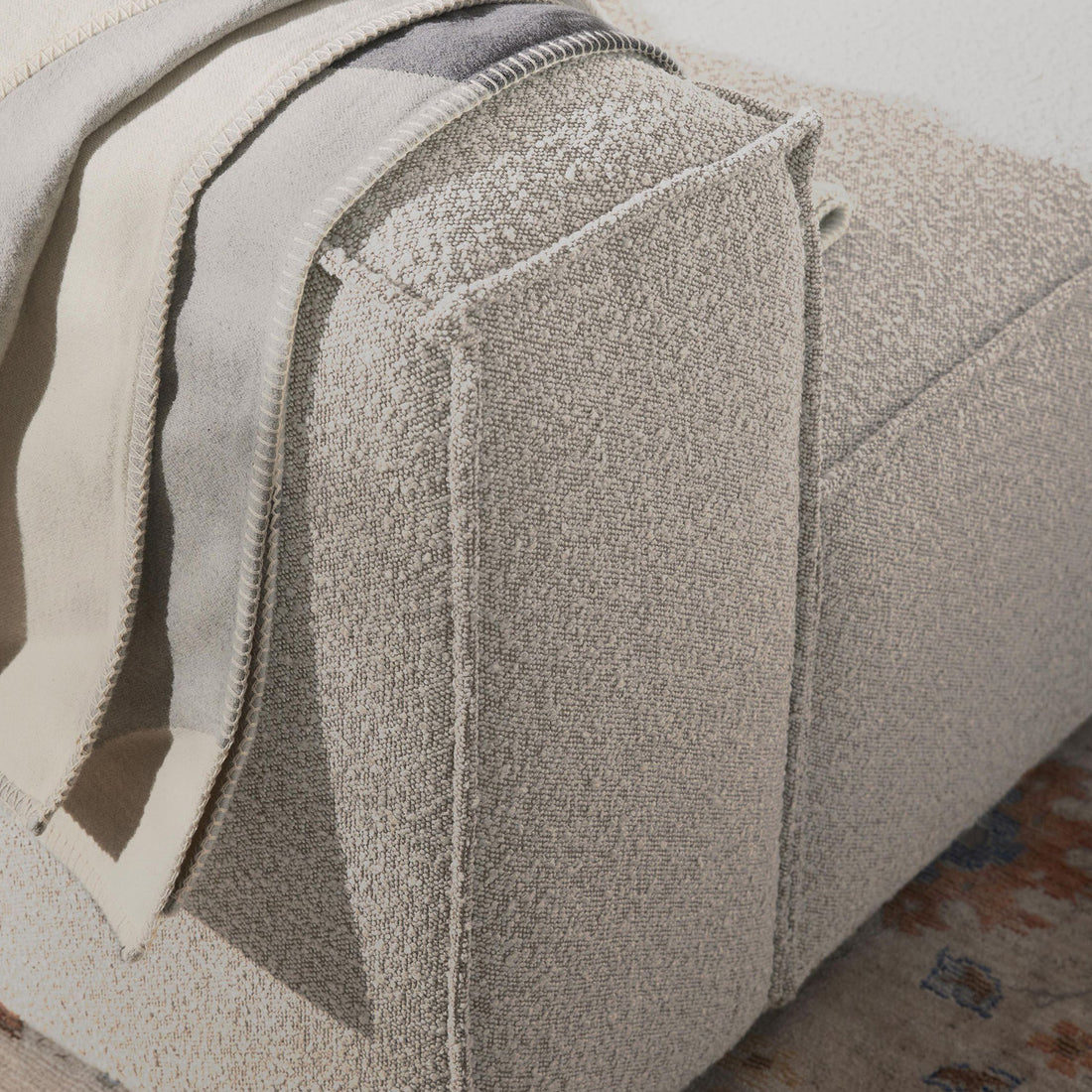 Assisi L-Shape Sofa in White Bouclé