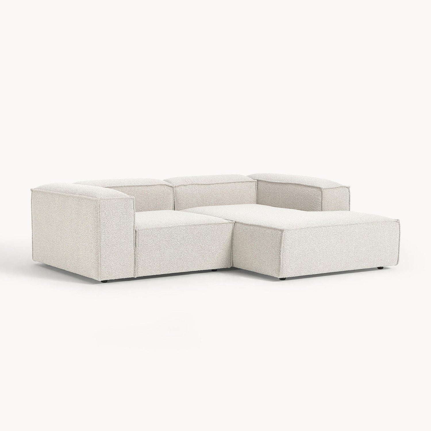Assisi L-Shape Sofa in White Bouclé