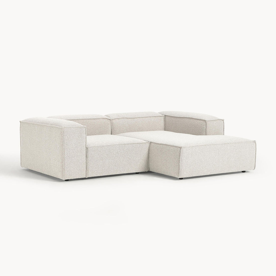 Assisi L-Shape Sofa in White Bouclé