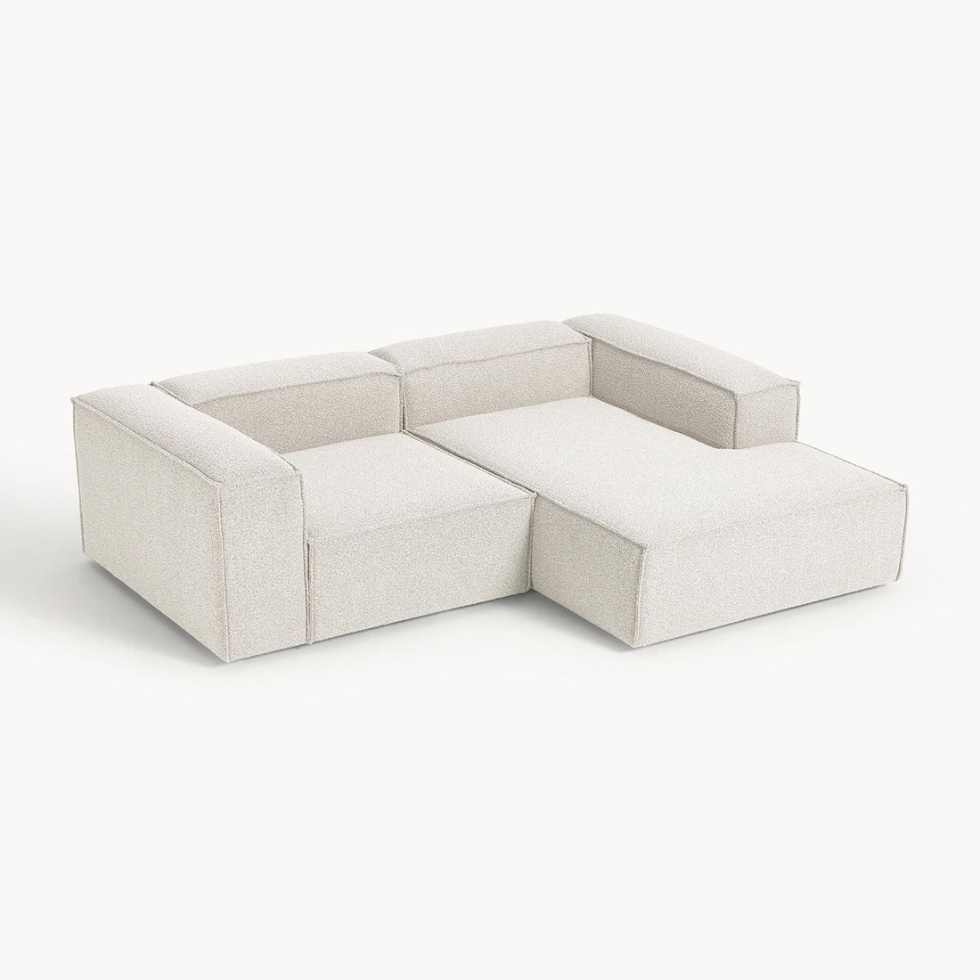 Assisi L-Shape Sofa in White Bouclé