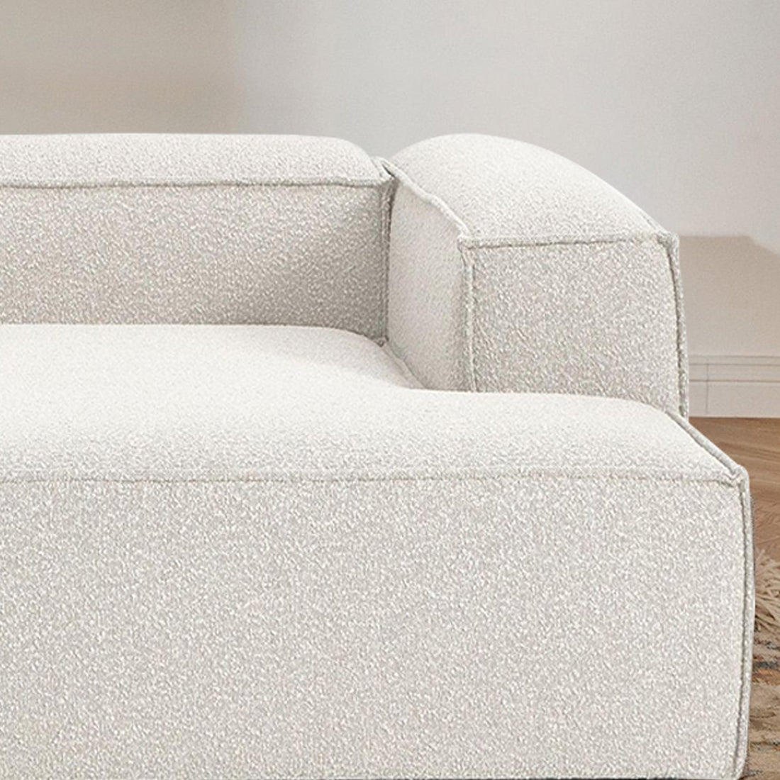 Assisi L-Shape Sofa in White Bouclé