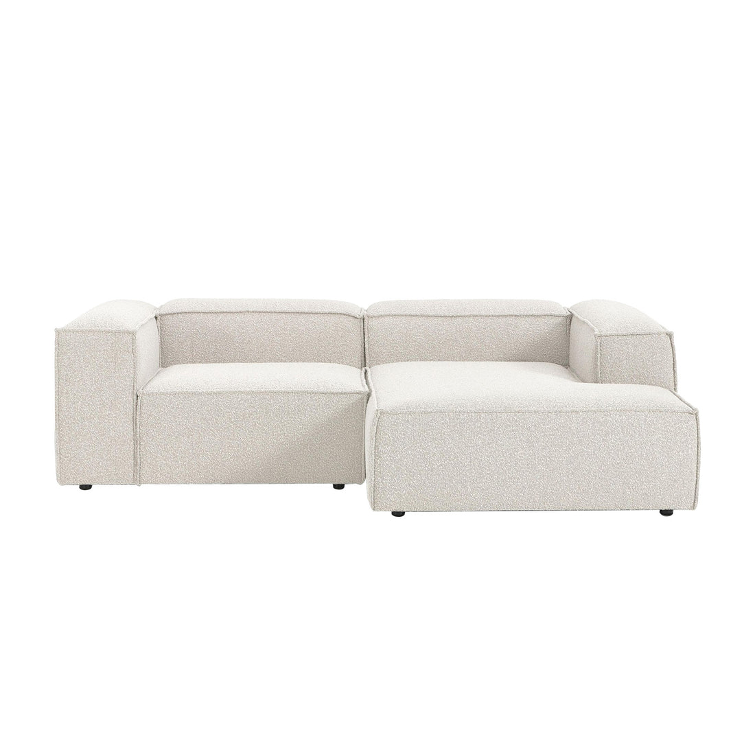 Assisi L-Shape Sofa in White Bouclé