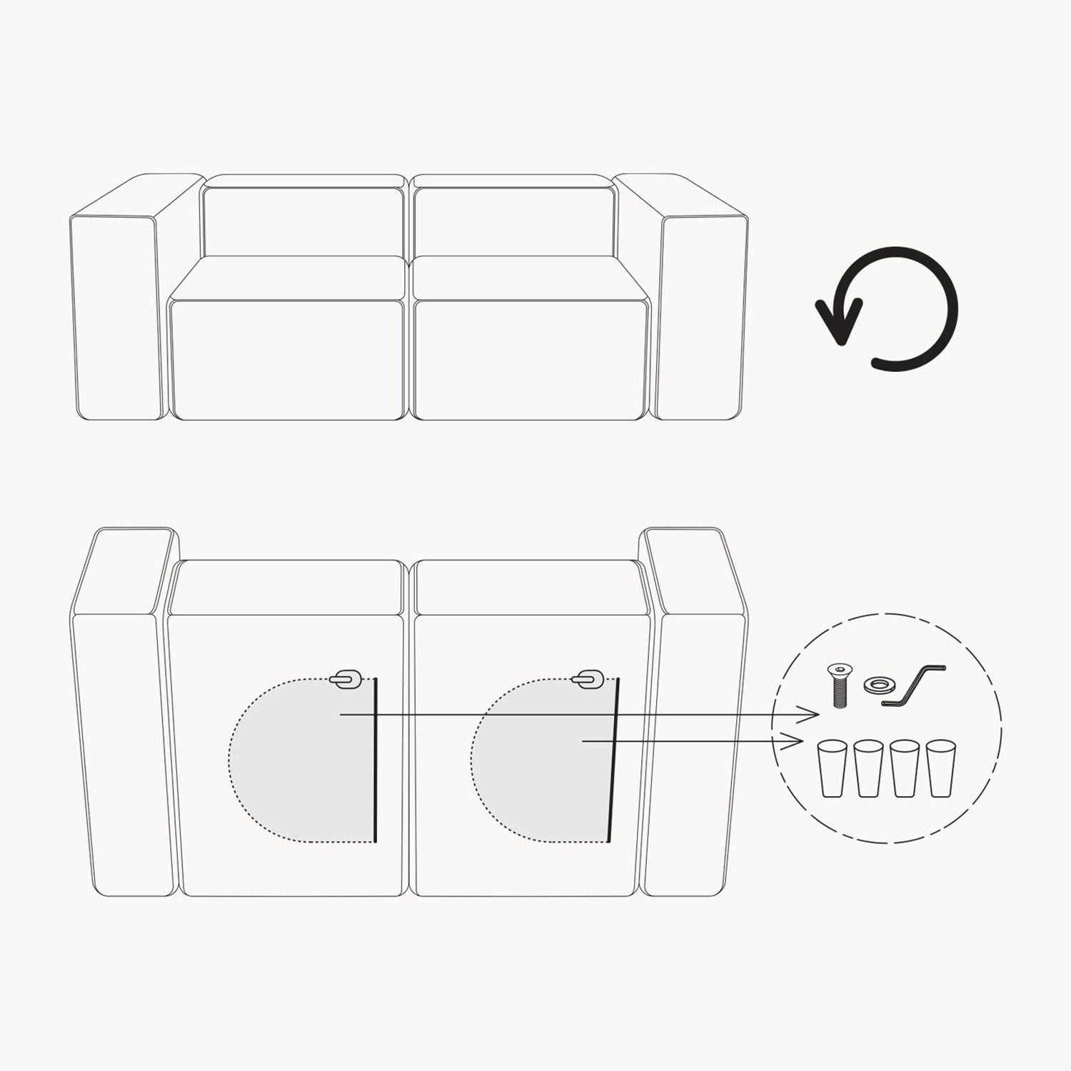 Trevi L-Shape Sofa in Off White