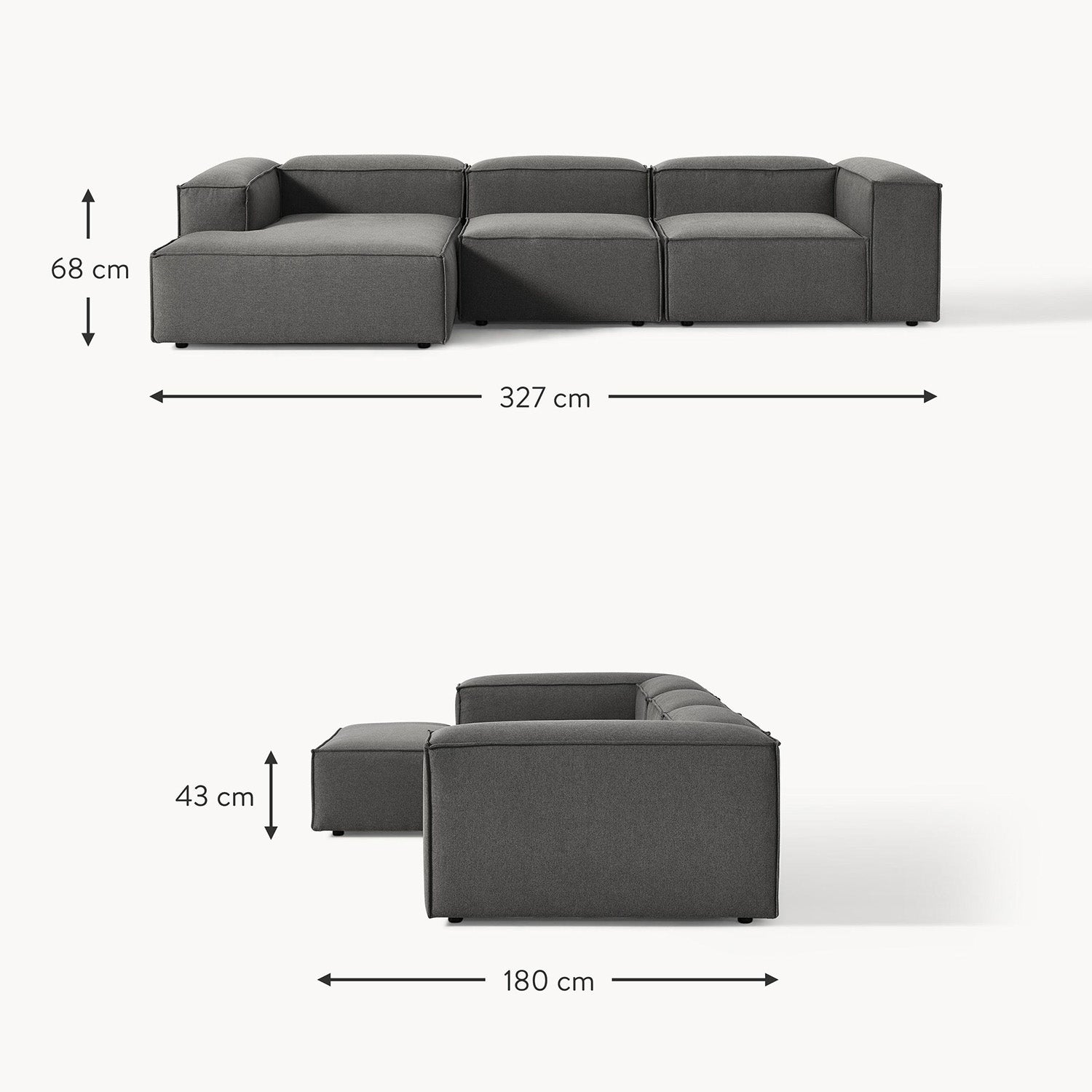 Trevi L-Shape Sofa in Dark Gray