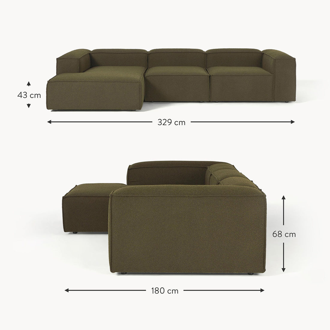 Trevi L-Shape Sofa in Green