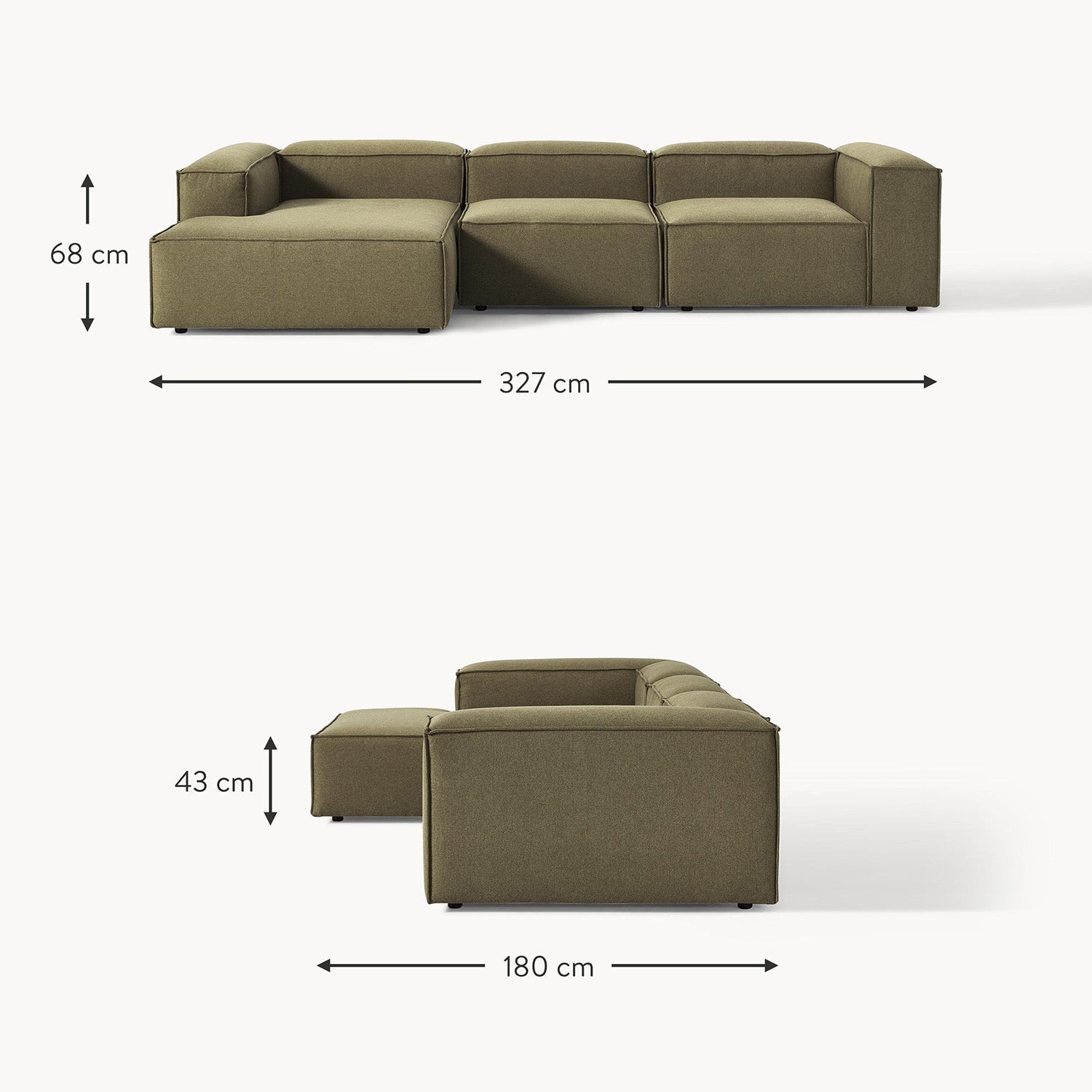 Trevi L-Shape Sofa in Plush Green