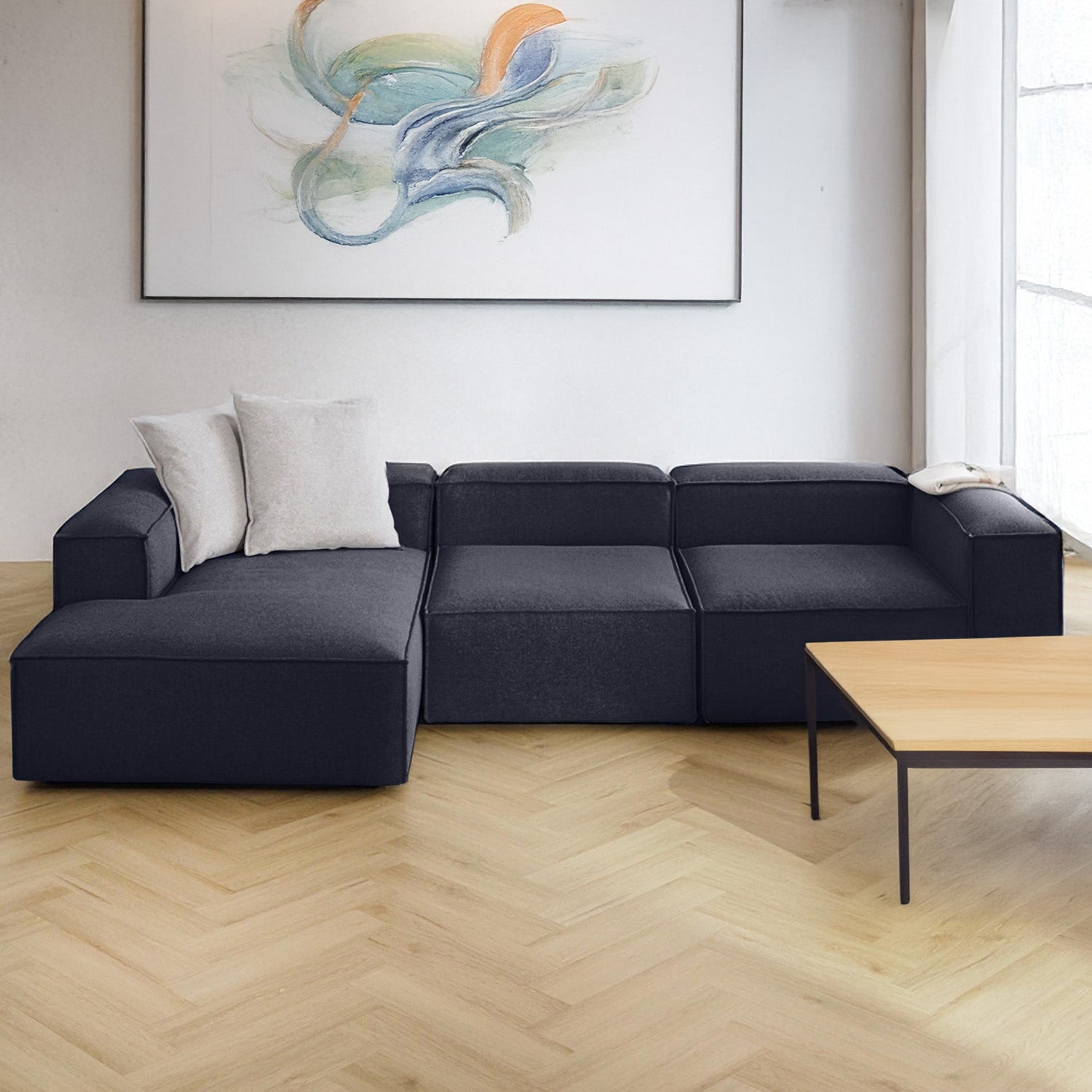 Trevi L Shape Sofa - Blue – BLCK Homes