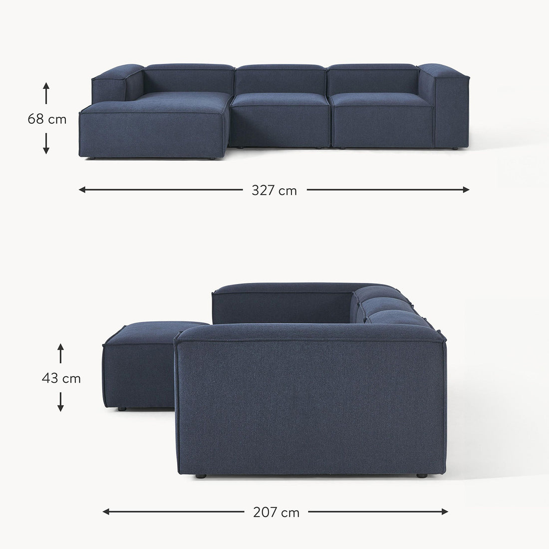 Trevi L-Shape Sofa in Blue