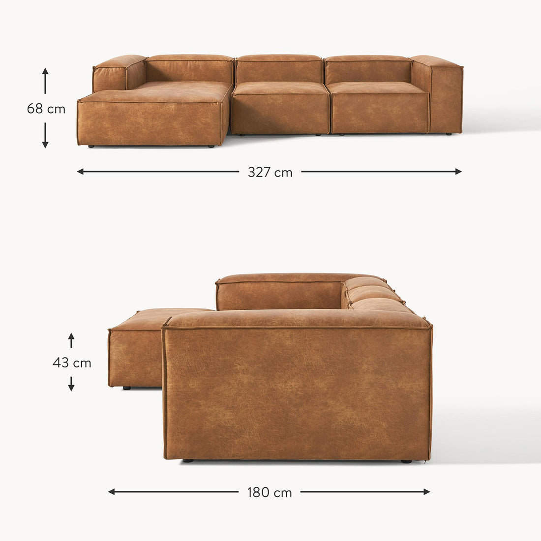Trevi L-Shape Sofa in Brown