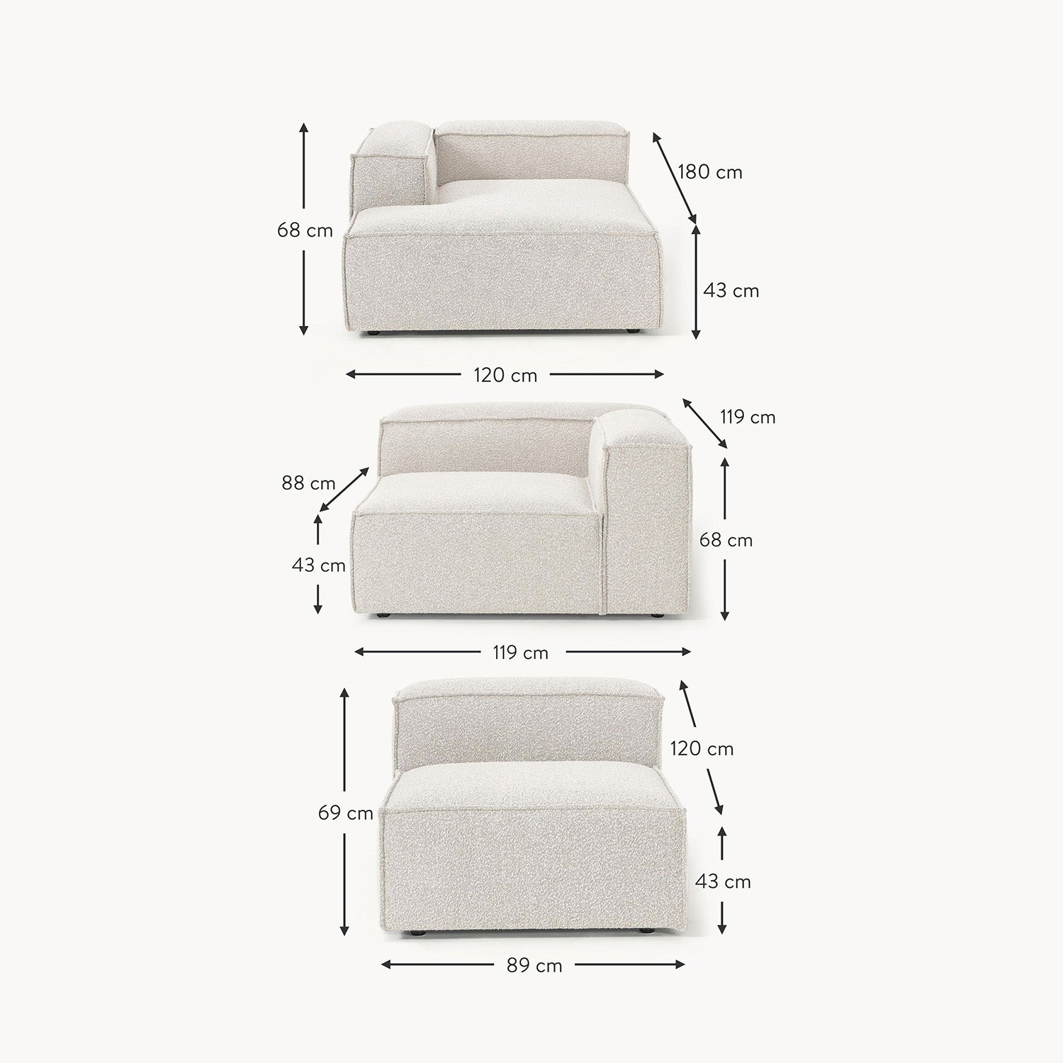 Trevi L-Shape Sofa in White