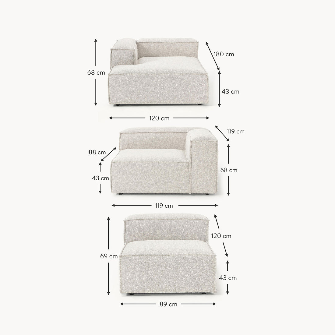 Trevi L-Shape Sofa in White