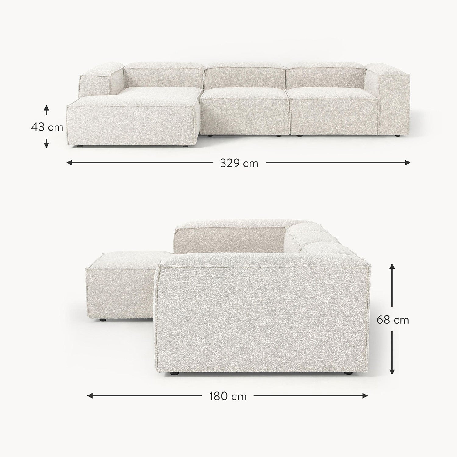 Trevi L-Shape Sofa in White