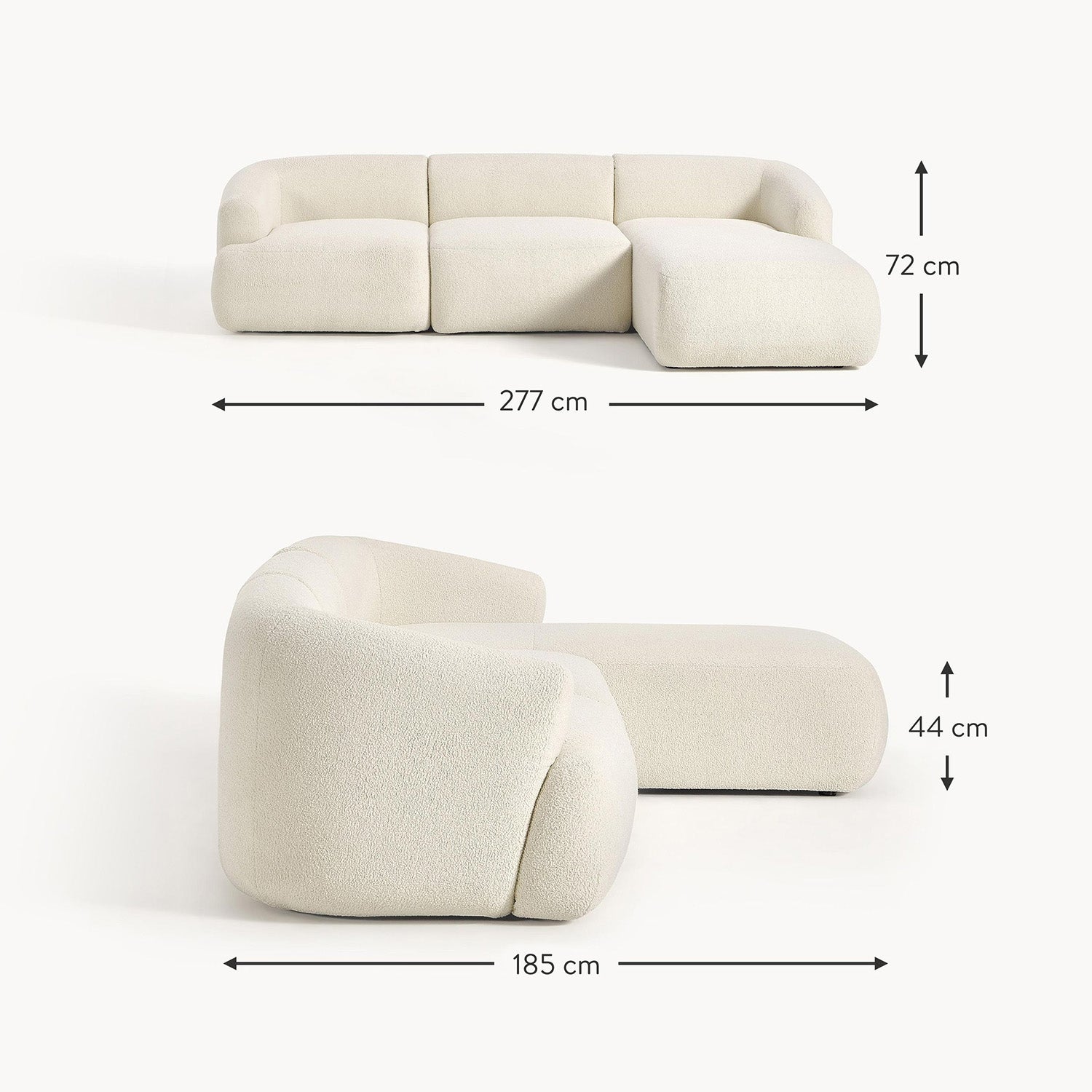 Brera L-Shape Sofa in Off White