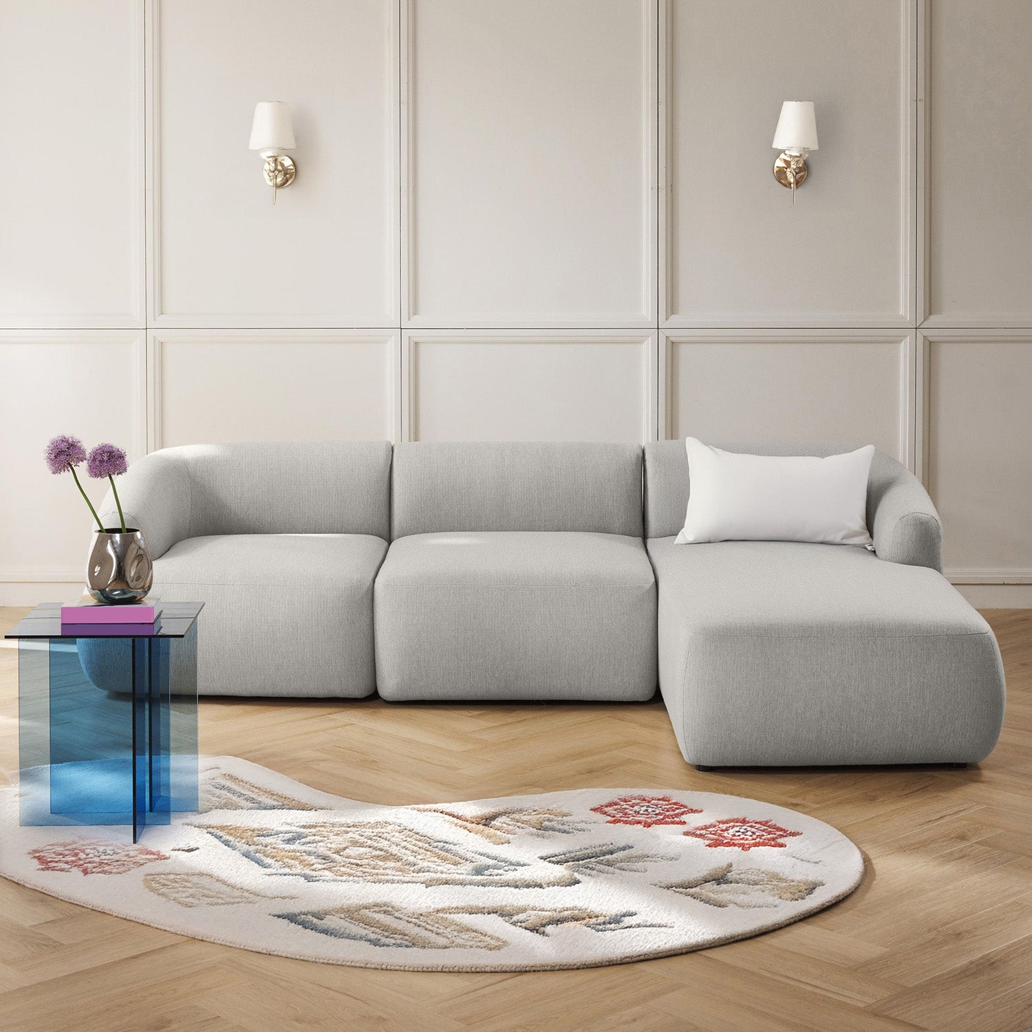 Brera L Shape Sofa - Beige Silver Gray – BLCK Homes