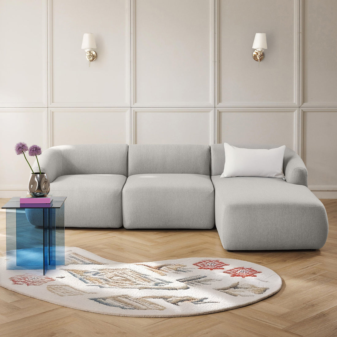 Brera L Shape Sofa - Beige Silver Gray – BLCK Homes