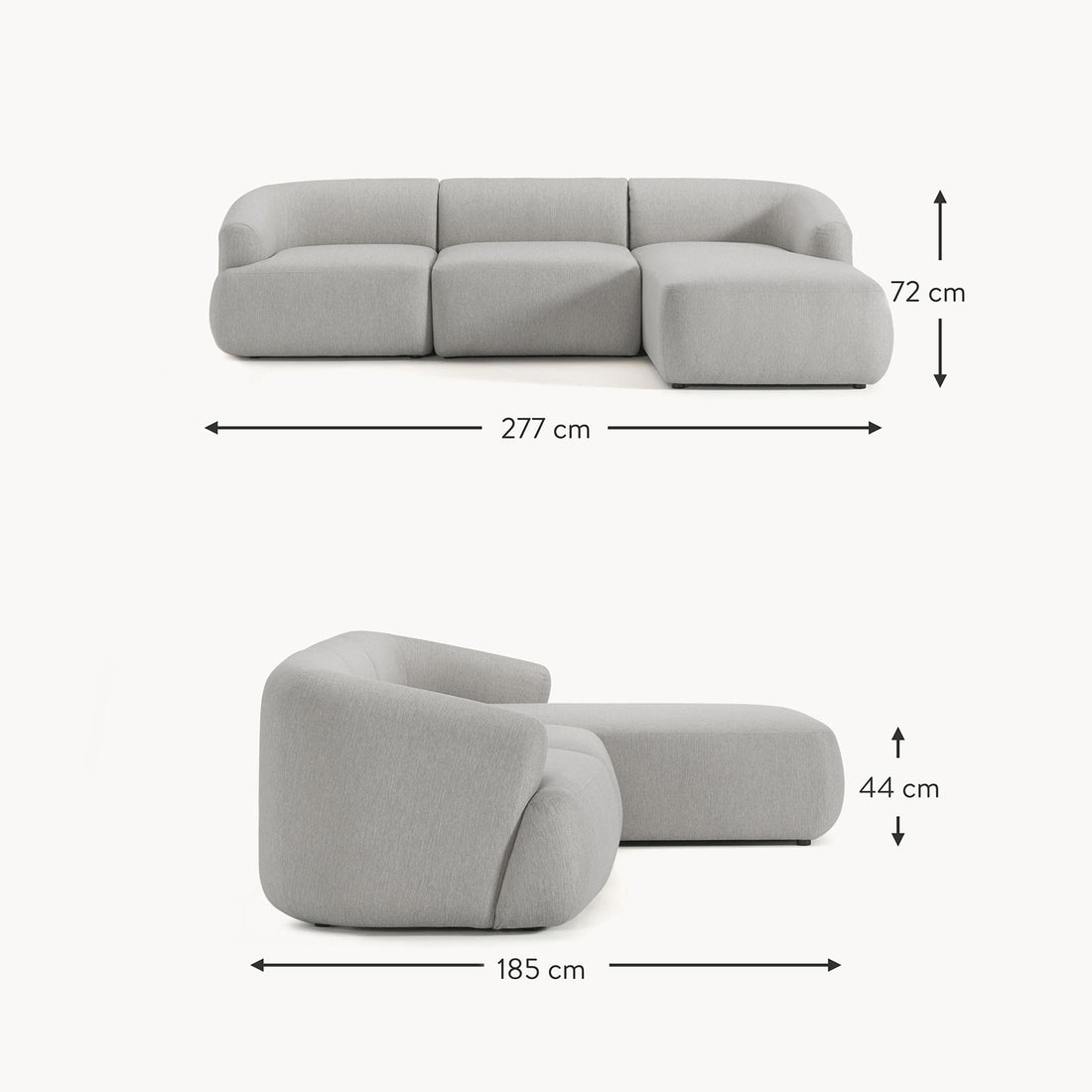 Brera L-Shape Sofa in Beige Silver Gray
