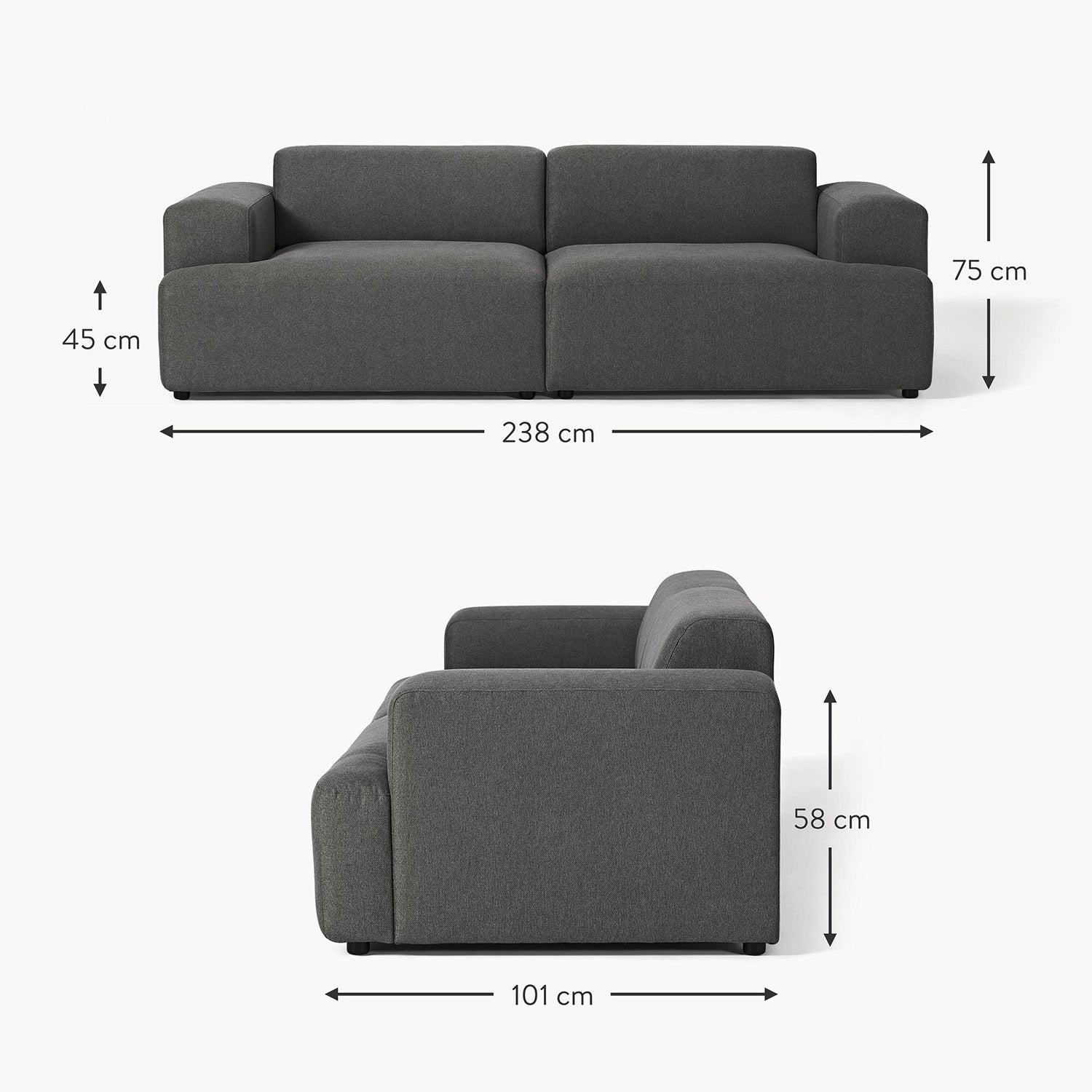 Elba 2 Seater Sofa in Black